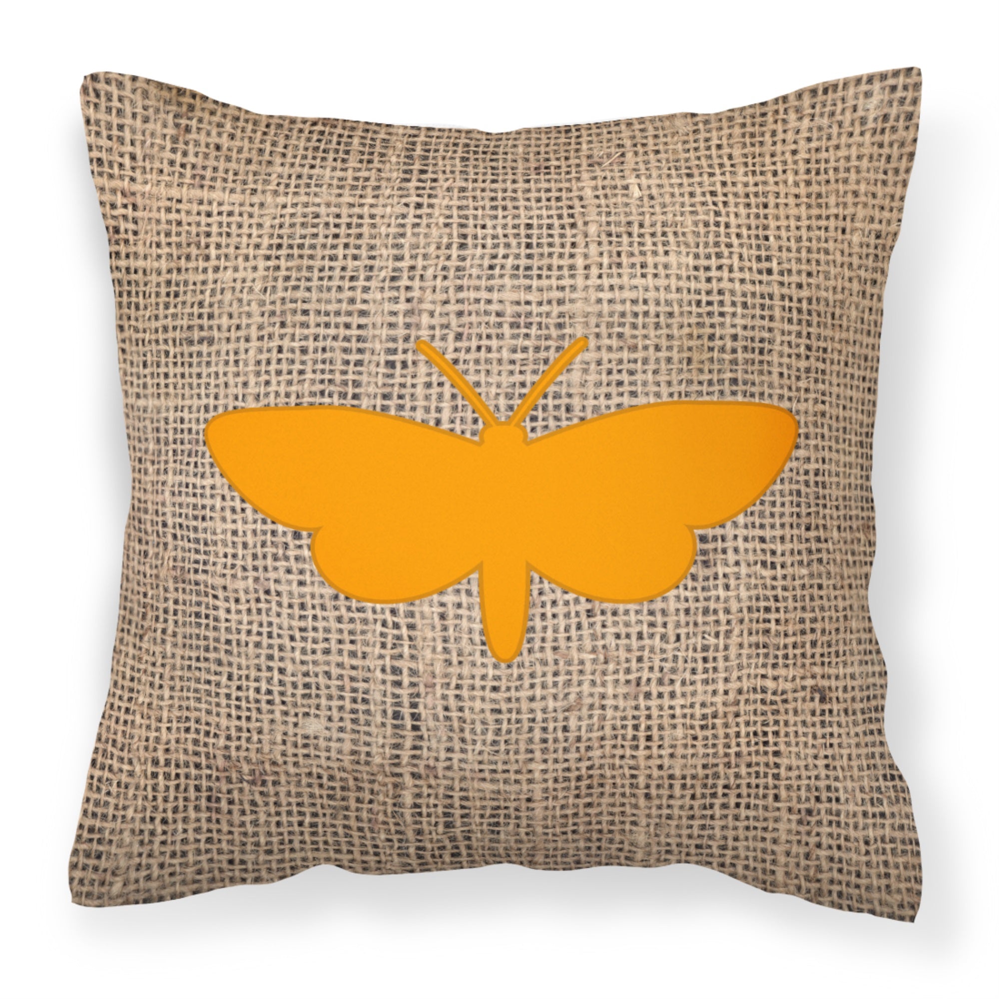 Moth Burlap And Orange Bb1059 Fabric Decorative Pillow