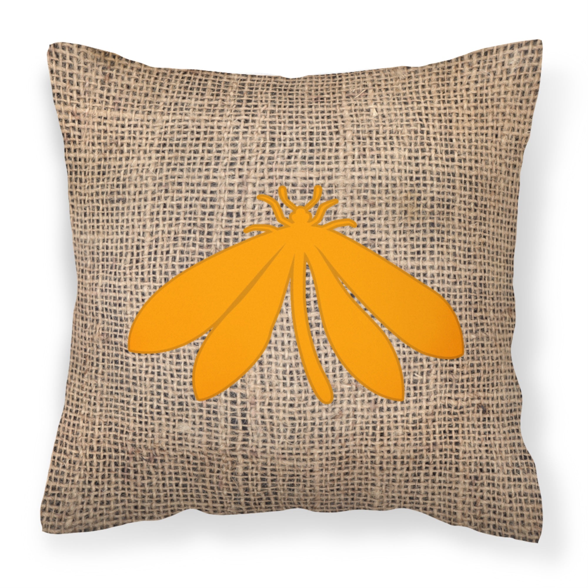 Moth Burlap And Orange Bb1060 Fabric Decorative Pillow