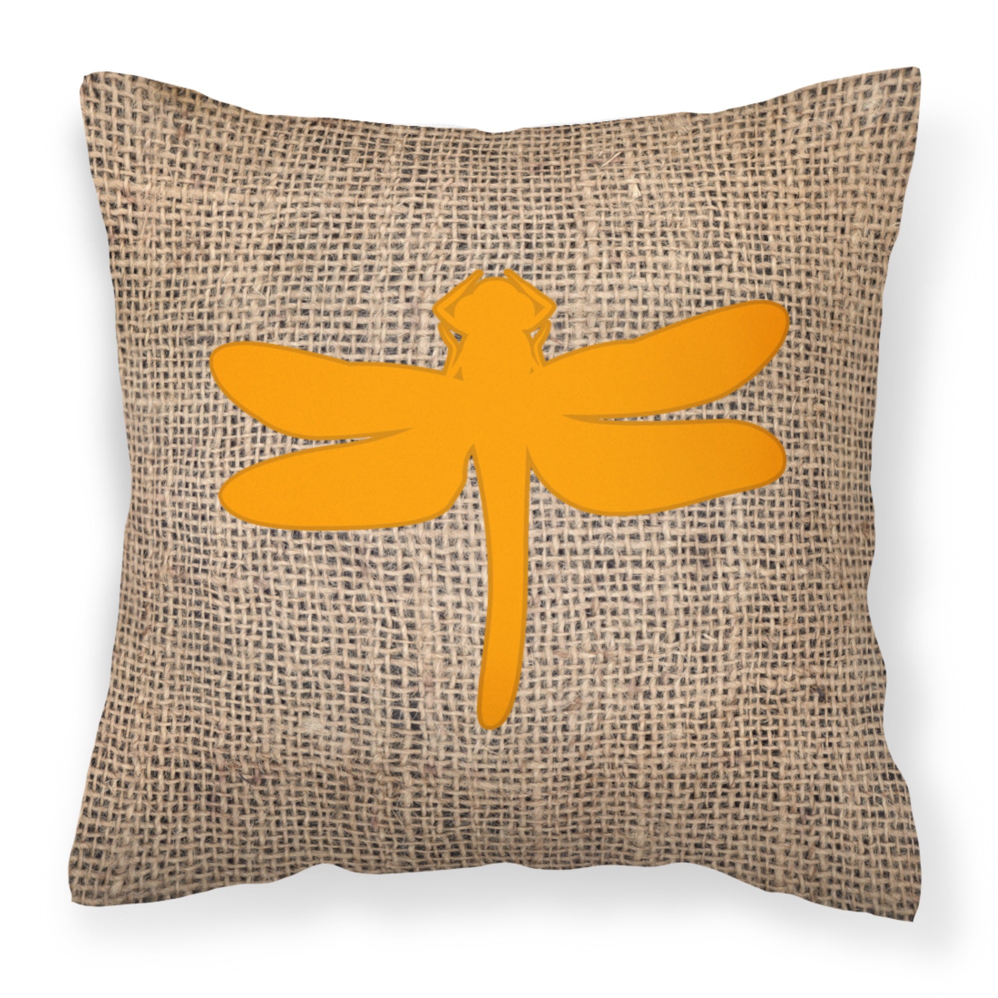 Dragonfly Burlap And Orange Bb1062 Fabric Decorative Pillow