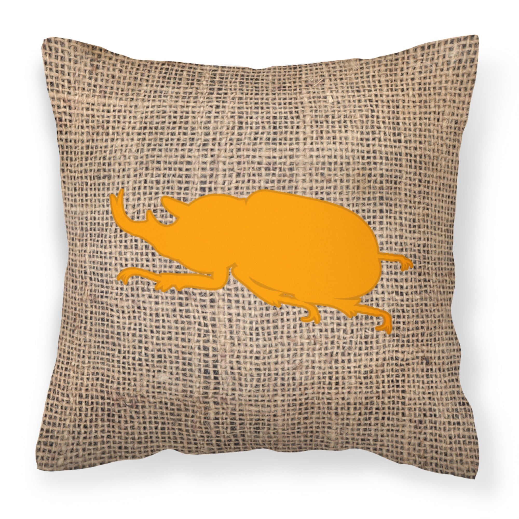 Beetle Burlap And Orange Bb1064 Fabric Decorative Pillow