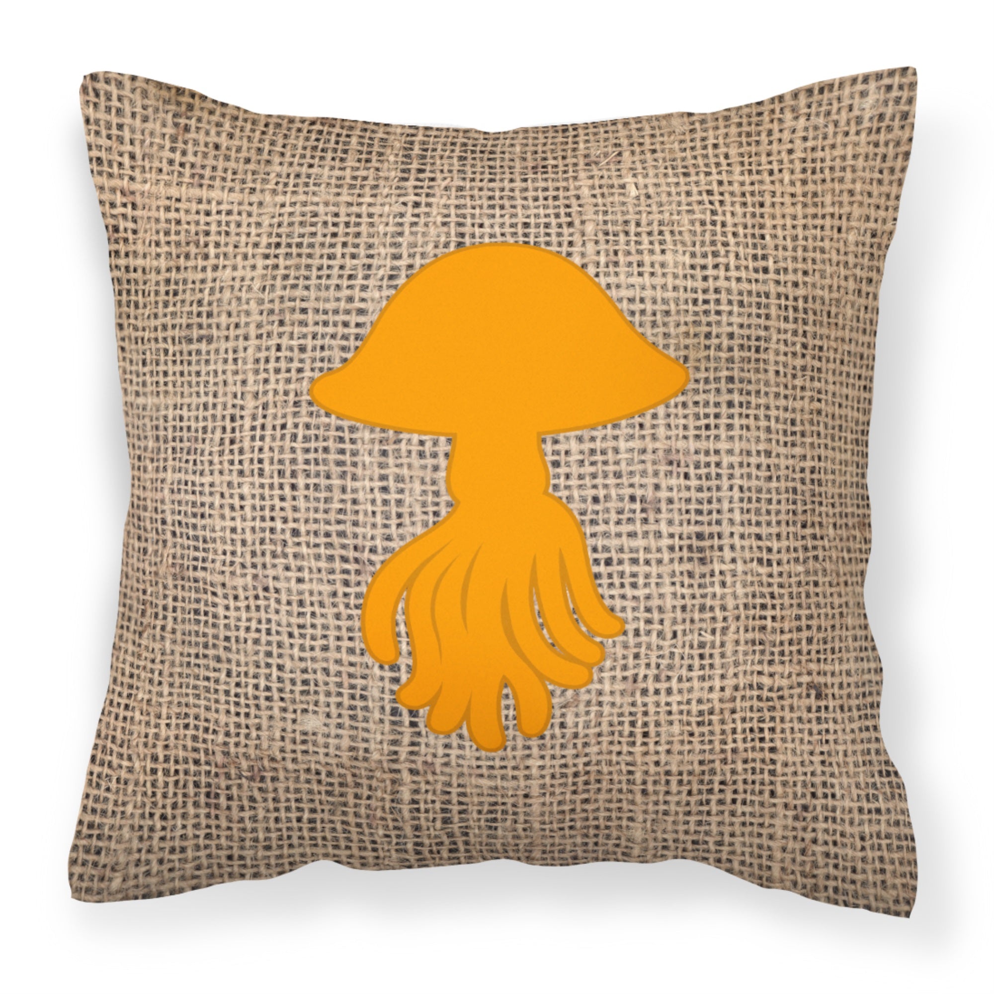 Jellyfish Burlap And Orange Bb1089 Fabric Decorative Pillow