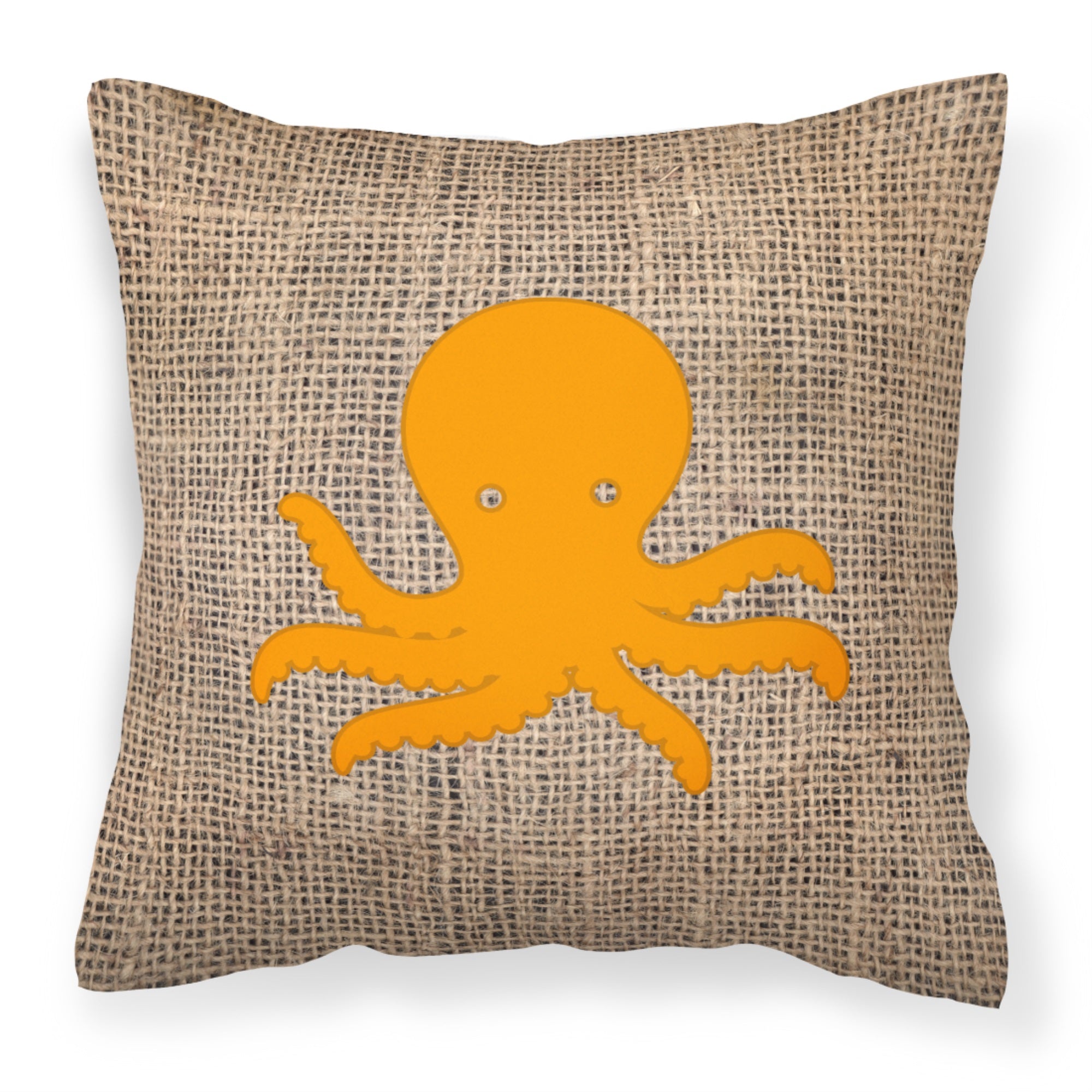 Octopus Burlap And Orange Bb1090 Fabric Decorative Pillow