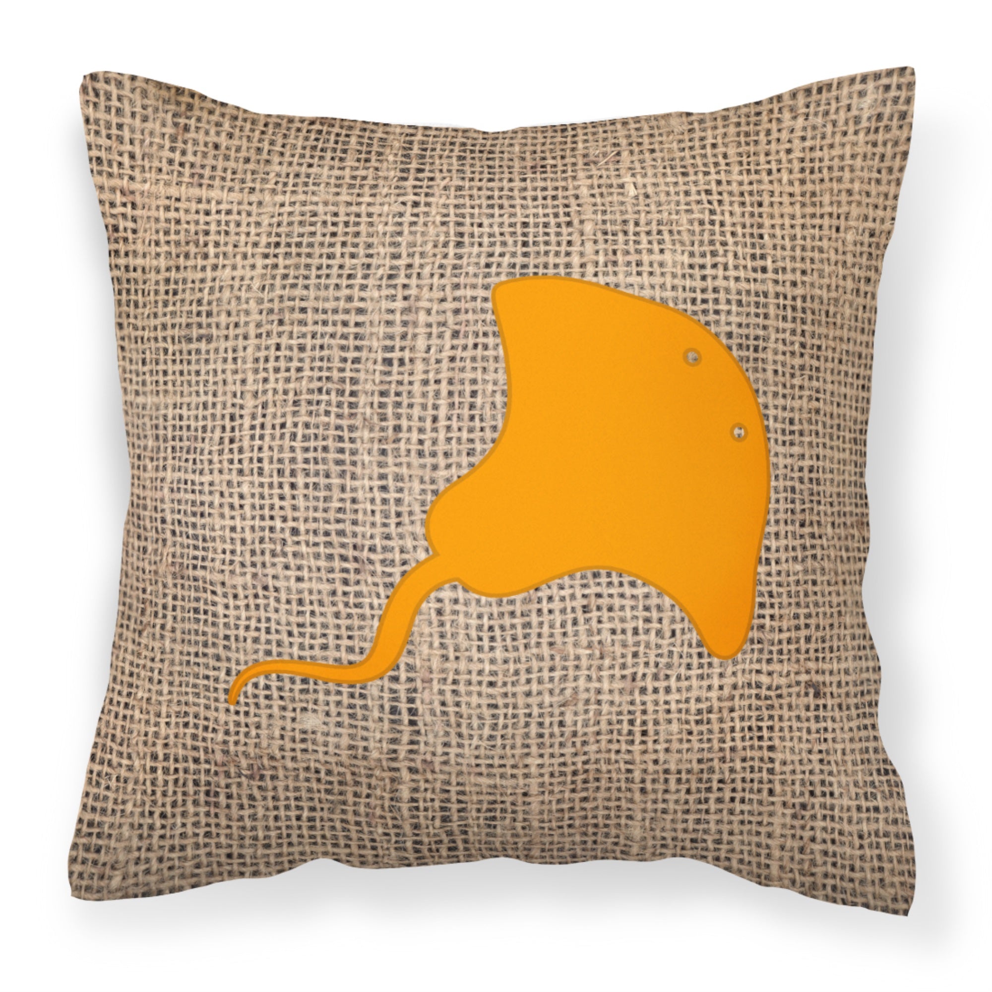 Stingray Burlap And Orange Bb1095 Fabric Decorative Pillow