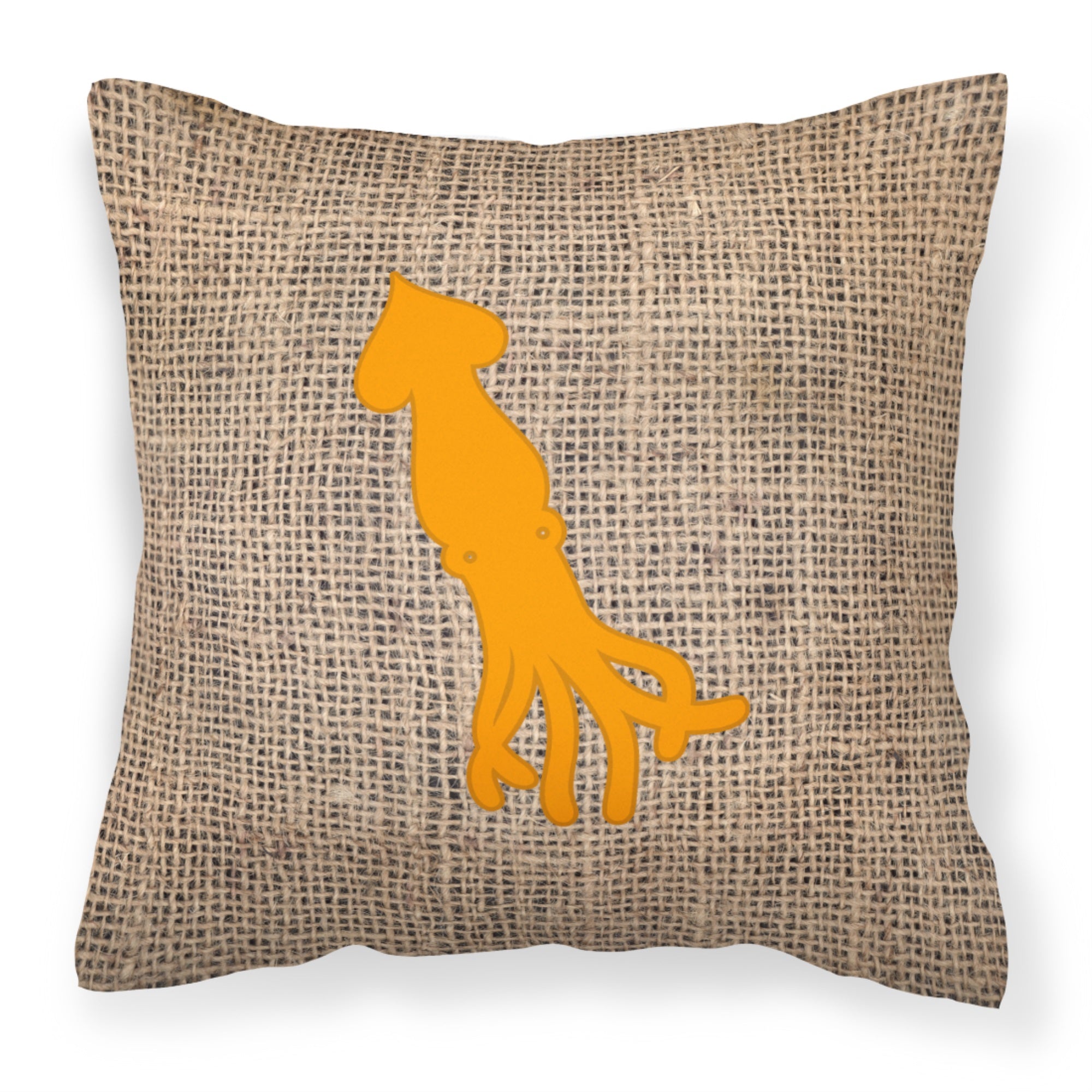 Squid Burlap And Orange Bb1096 Fabric Decorative Pillow
