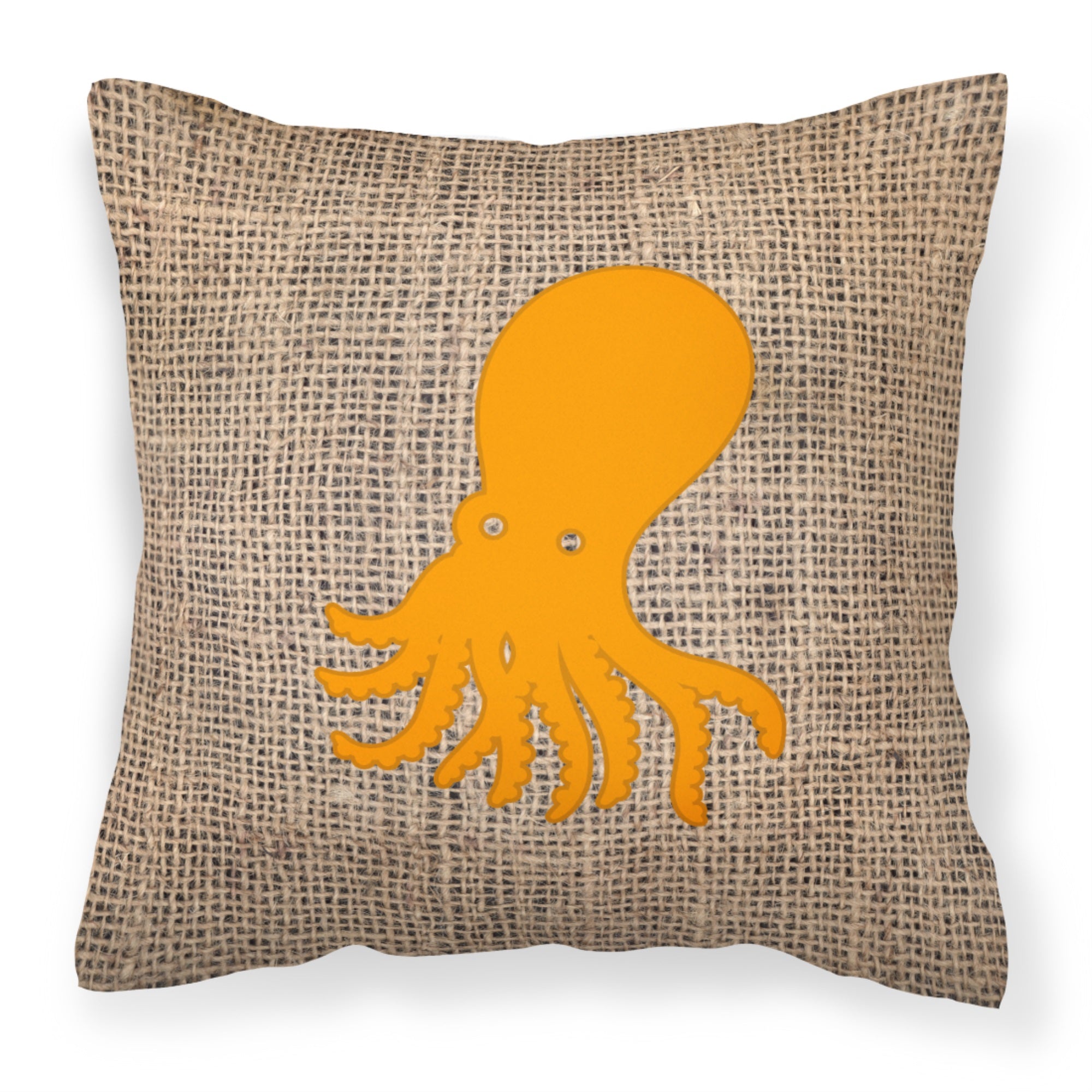 Octopus Burlap And Orange Bb1098 Fabric Decorative Pillow