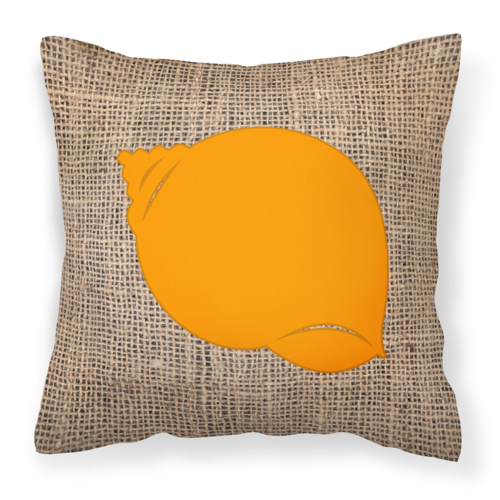 Shell Burlap And Orange Bb1099 Fabric Decorative Pillow