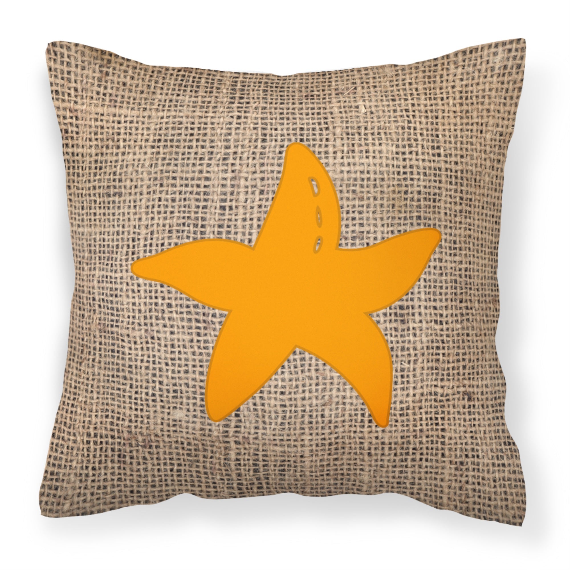 Starfish Burlap And Orange Bb1100 Fabric Decorative Pillow