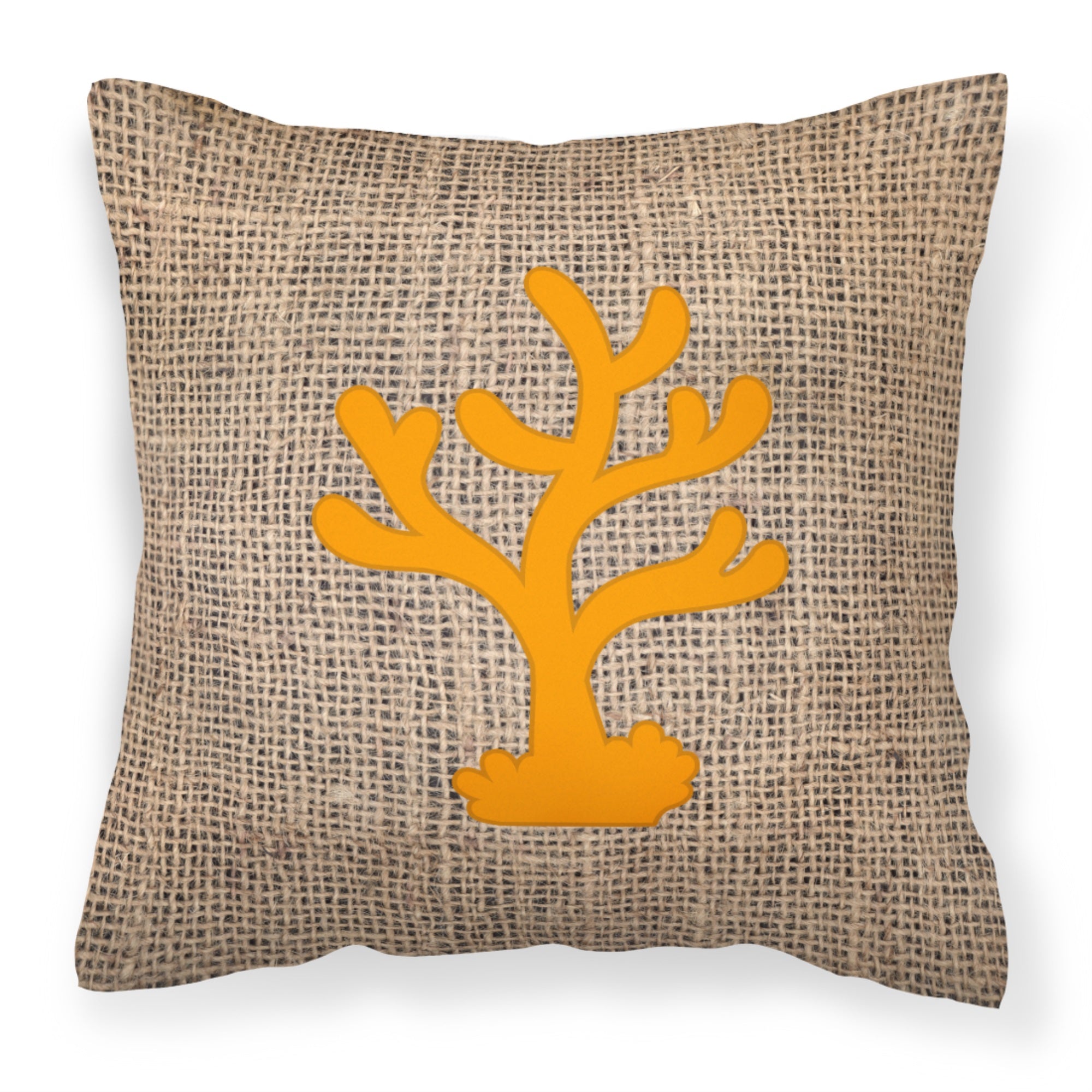 Coral Burlap And Orange Bb1101 Fabric Decorative Pillow