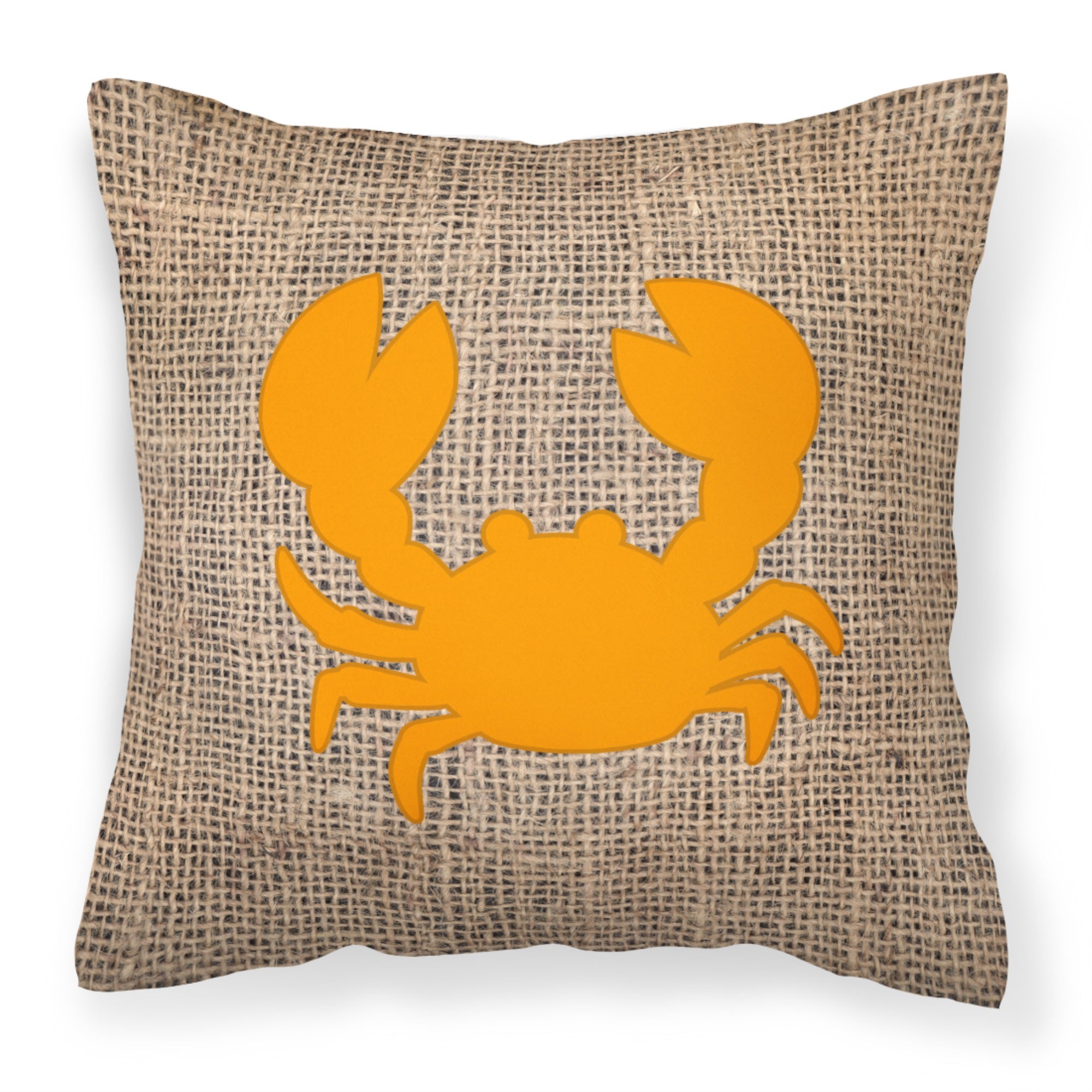 Crab Burlap And Orange Bb1104 Fabric Decorative Pillow