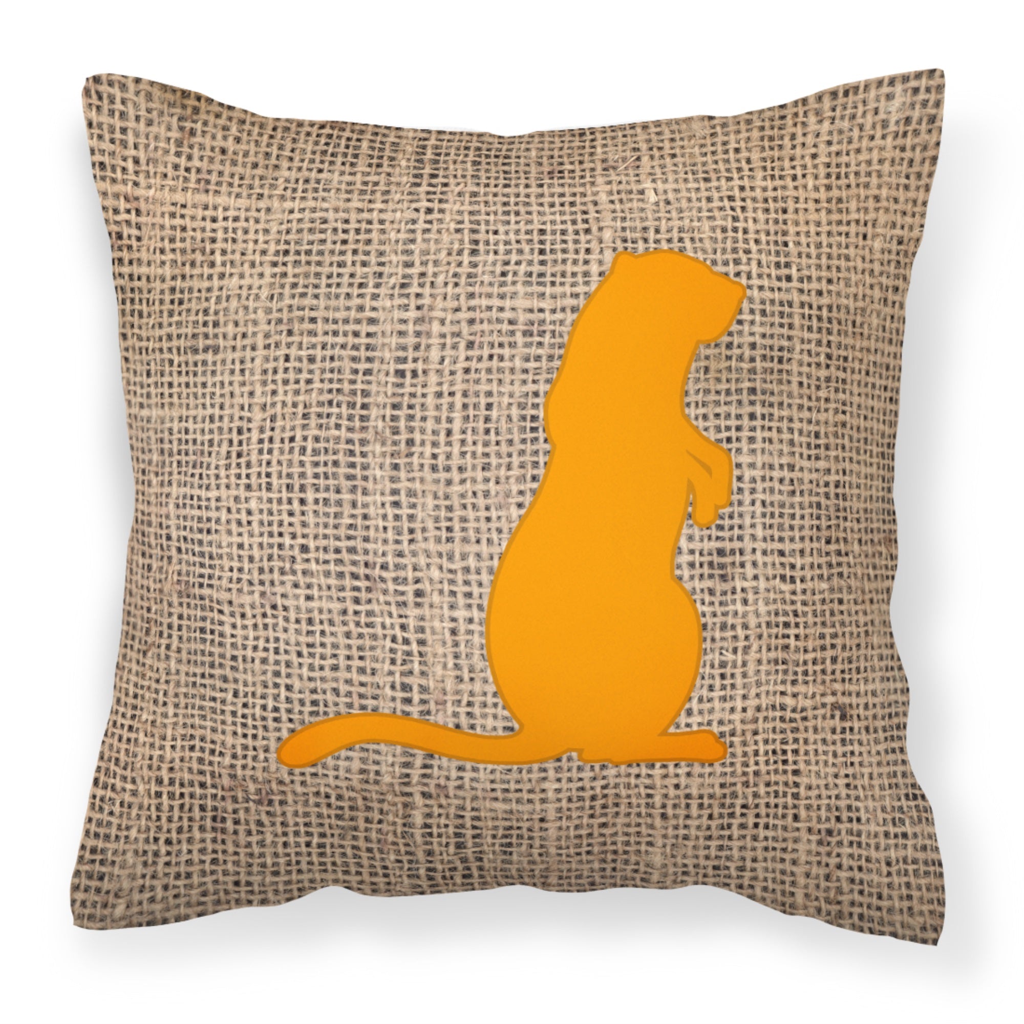 Meerkat Burlap And Orange Bb1118 Fabric Decorative Pillow