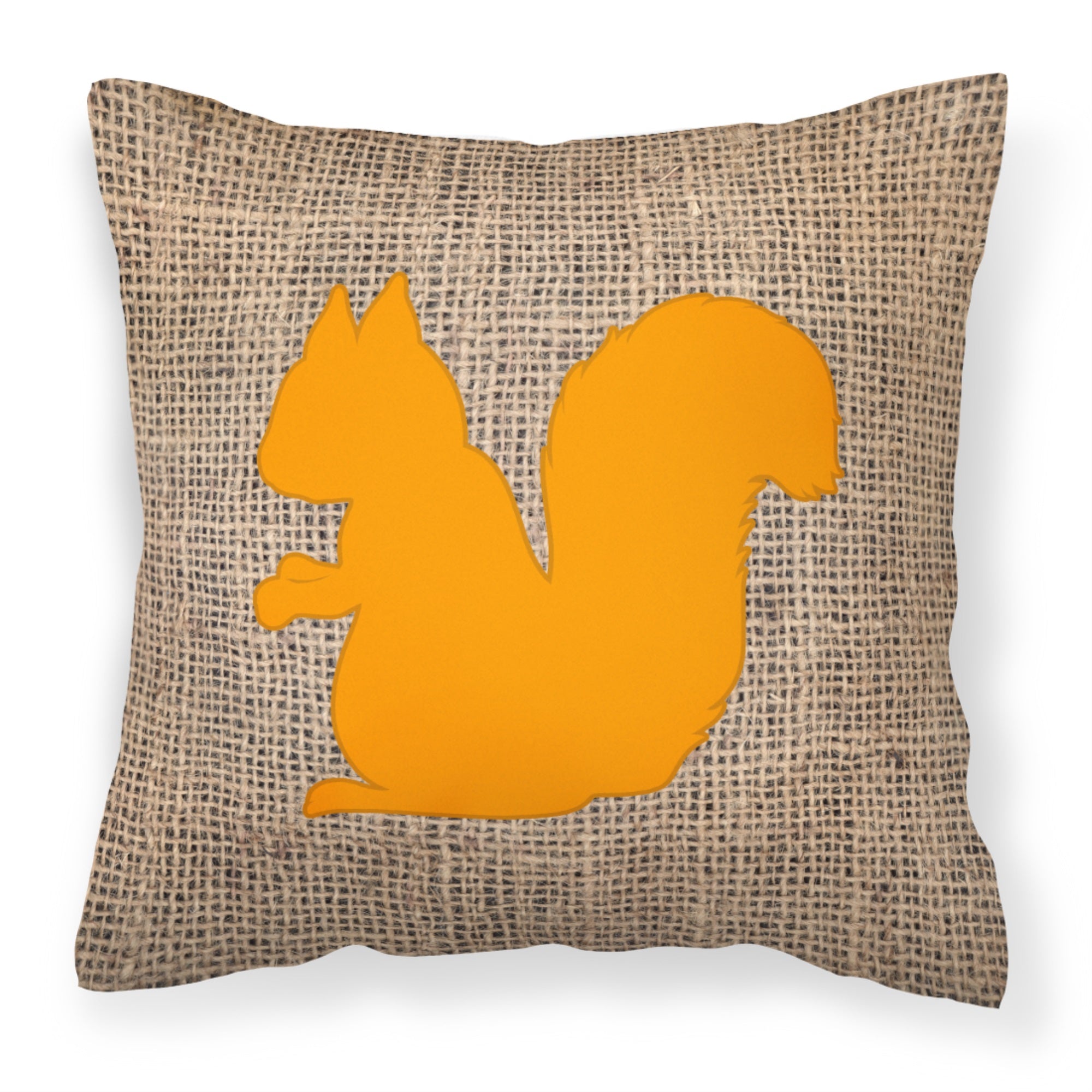 Squirrel Burlap And Orange Bb1119 Fabric Decorative Pillow