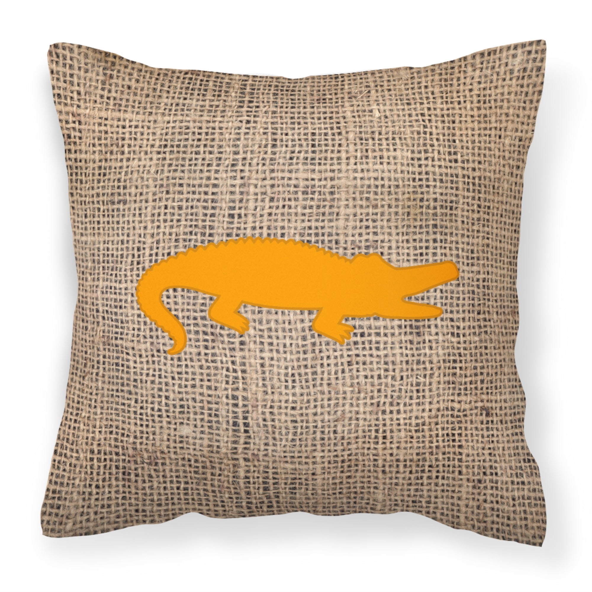 Alligator Burlap And Orange Bb1120 Fabric Decorative Pillow