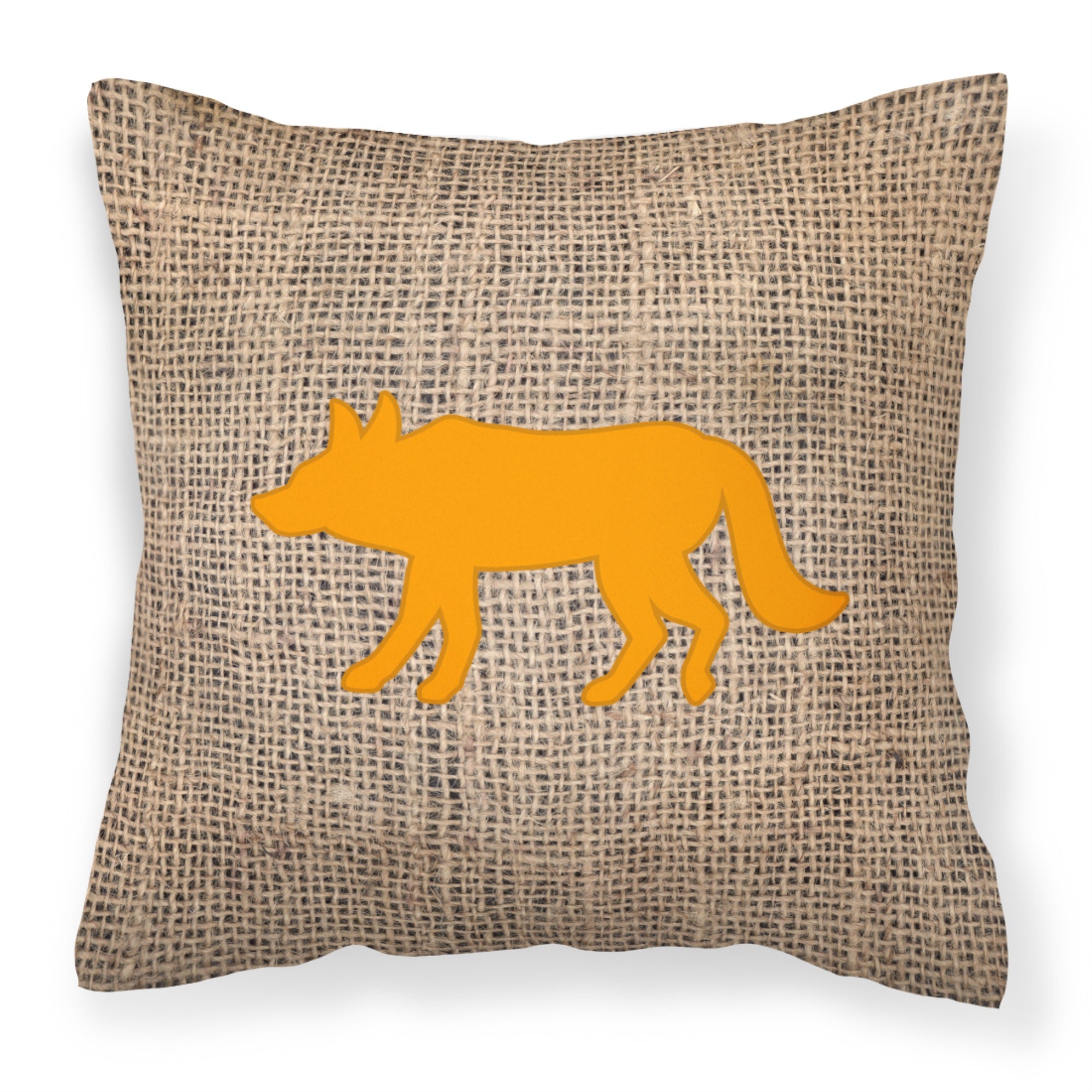 Wolf Burlap And Orange Bb1123 Fabric Decorative Pillow