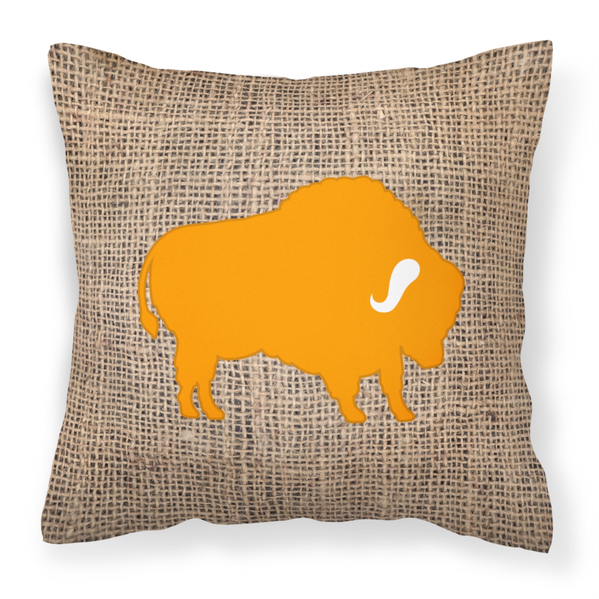 Buffalo Burlap And Orange Bb1127 Fabric Decorative Pillow