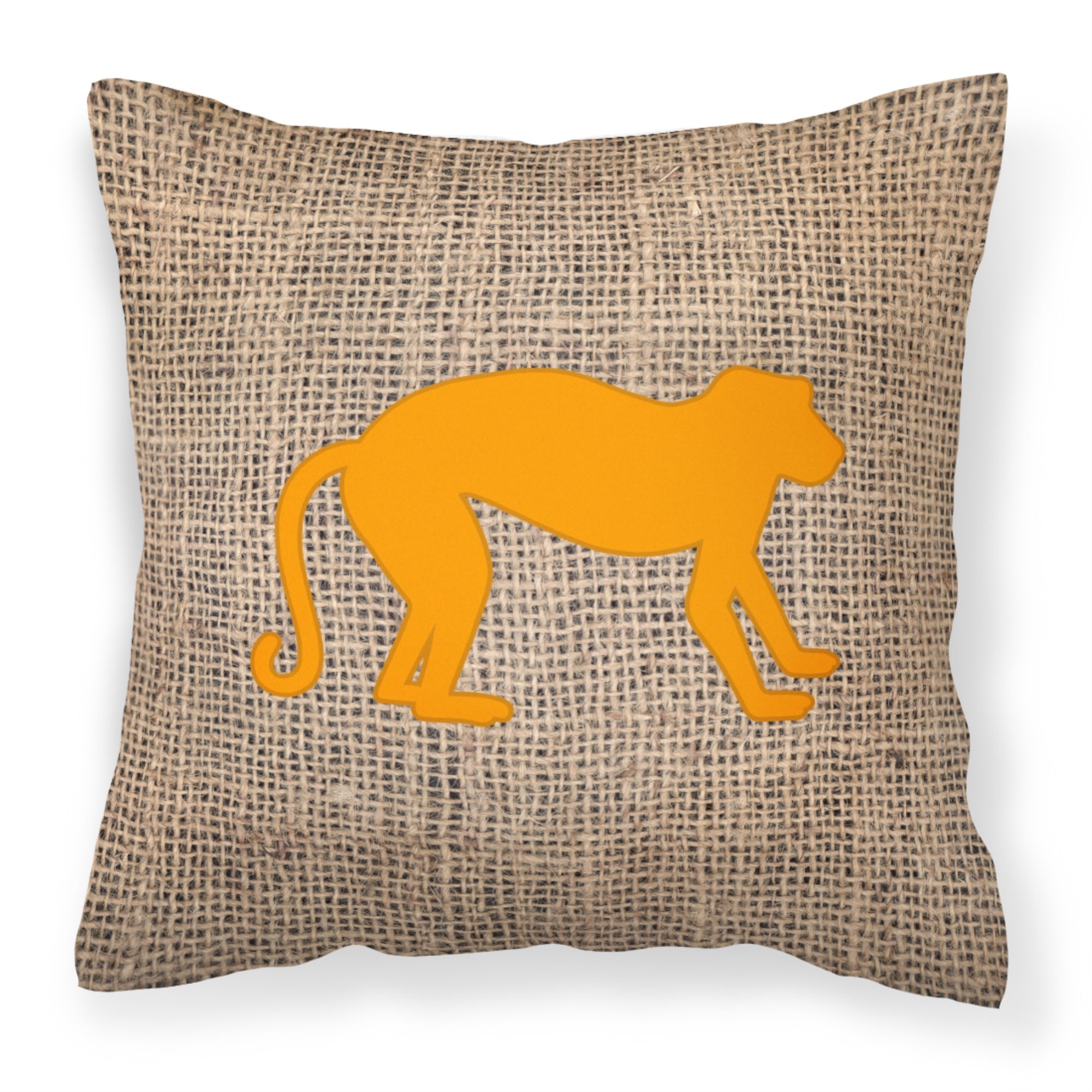 Monkey Burlap And Orange Bb1128 Fabric Decorative Pillow