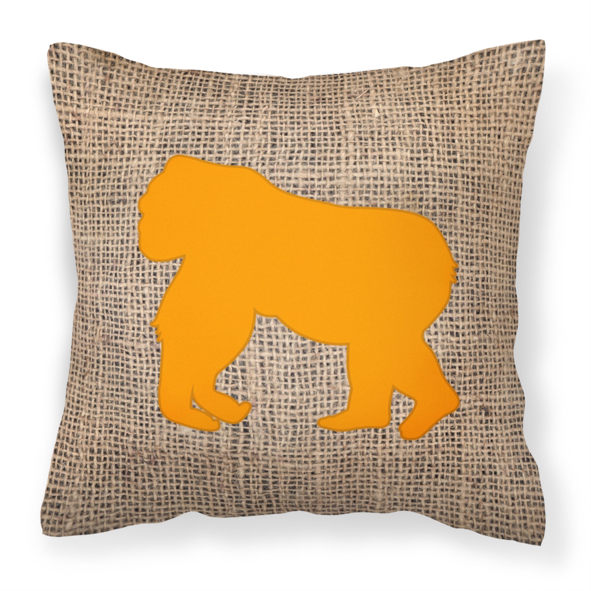 Gorilla Burlap And Orange Bb1129 Fabric Decorative Pillow