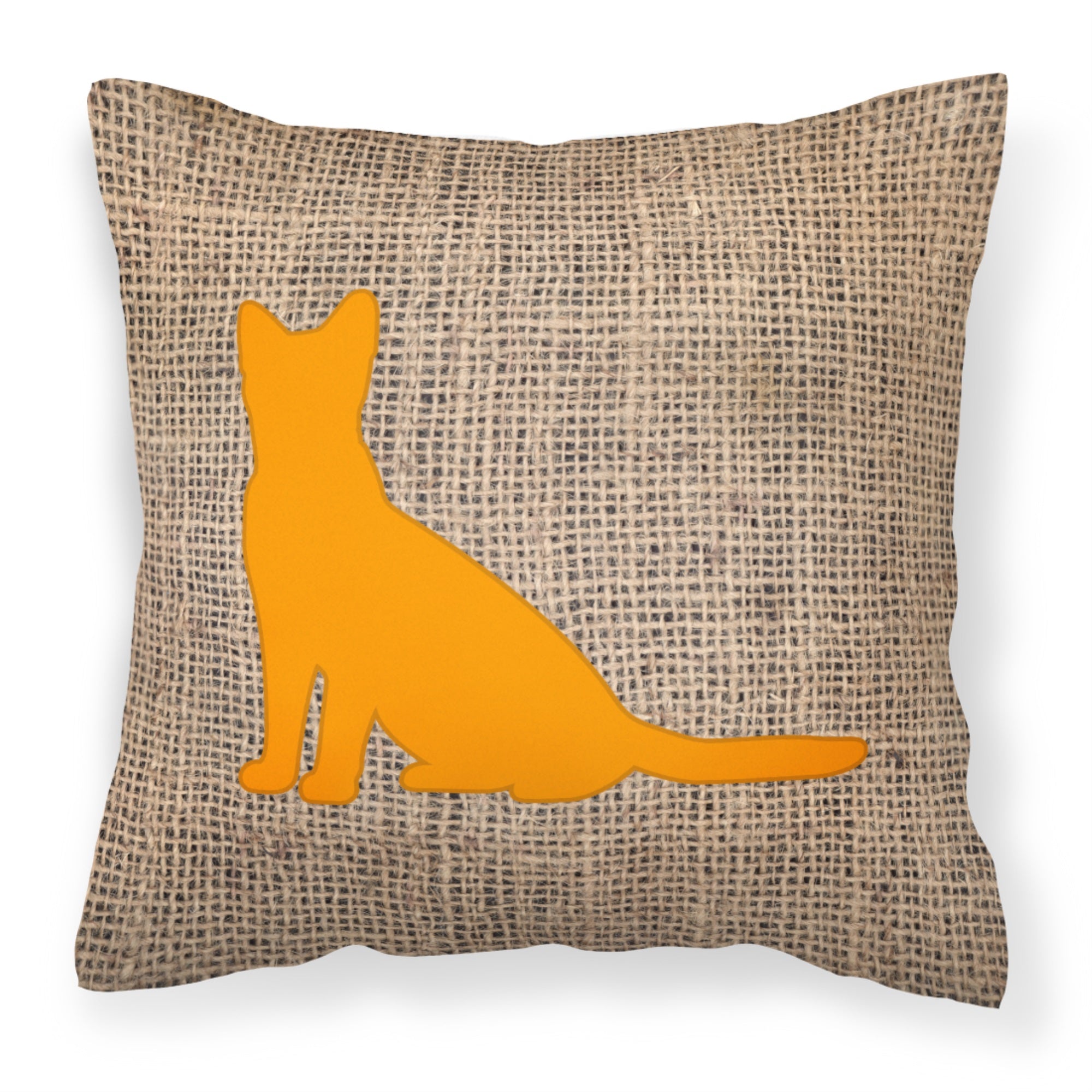 Cat Burlap And Orange Bb1071 Fabric Decorative Pillow