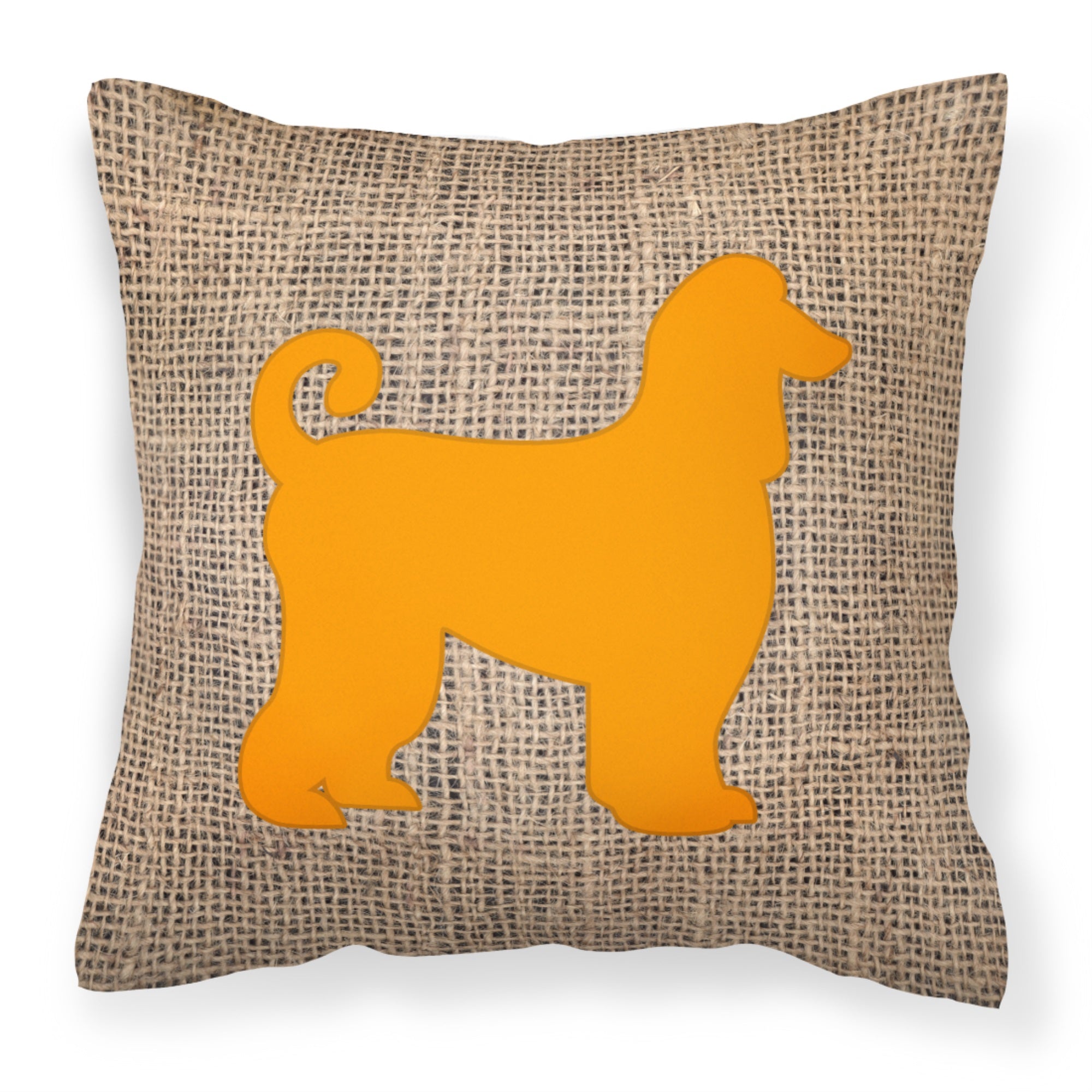 Afghan Hound Burlap And Orange Bb1066 Fabric Decorative Pillow