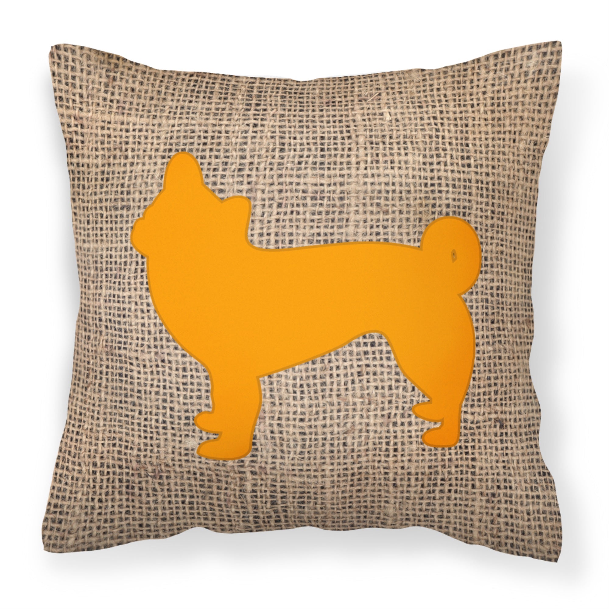 Chihuahua Burlap And Orange Bb1068 Fabric Decorative Pillow