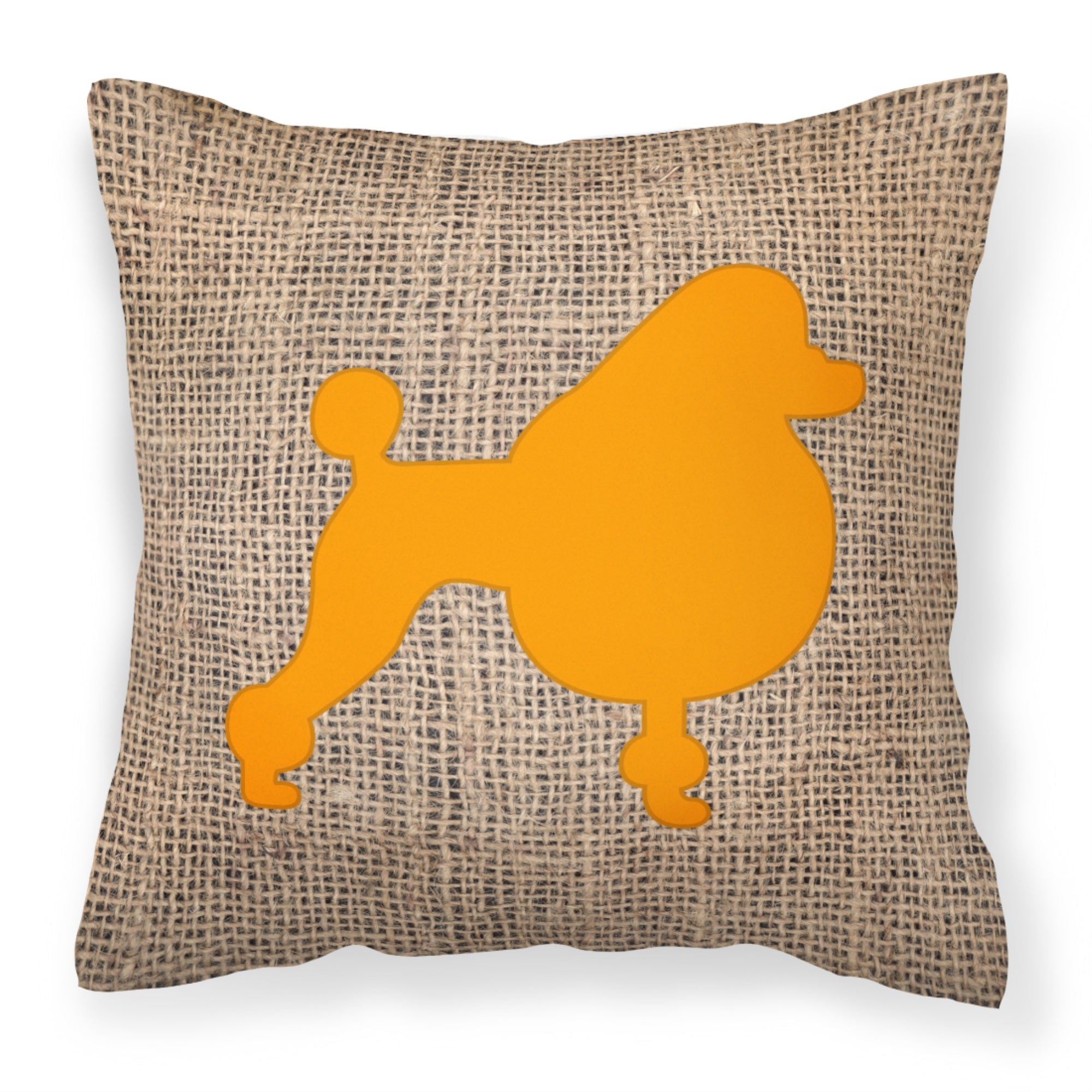 Poodle Burlap And Orange Bb1072 Fabric Decorative Pillow
