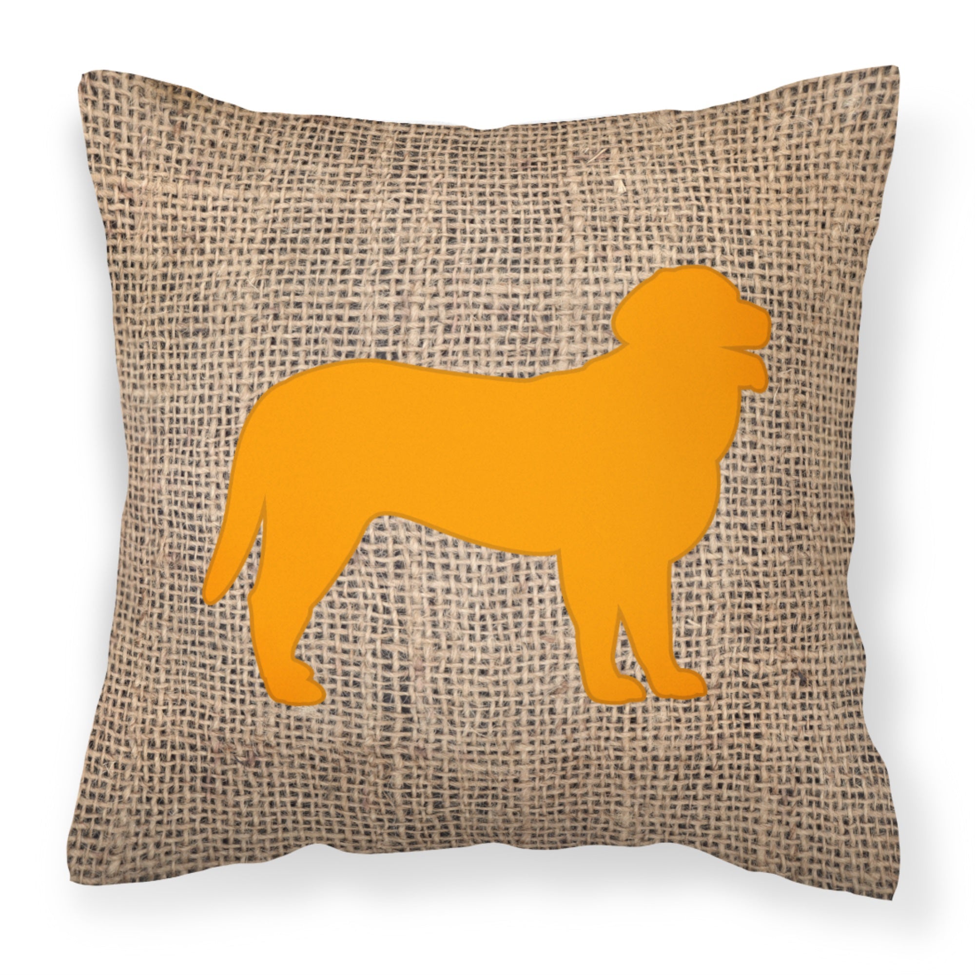 Curly Coated Retriever Burlap And Orange Bb1074 Fabric Decorative Pillow