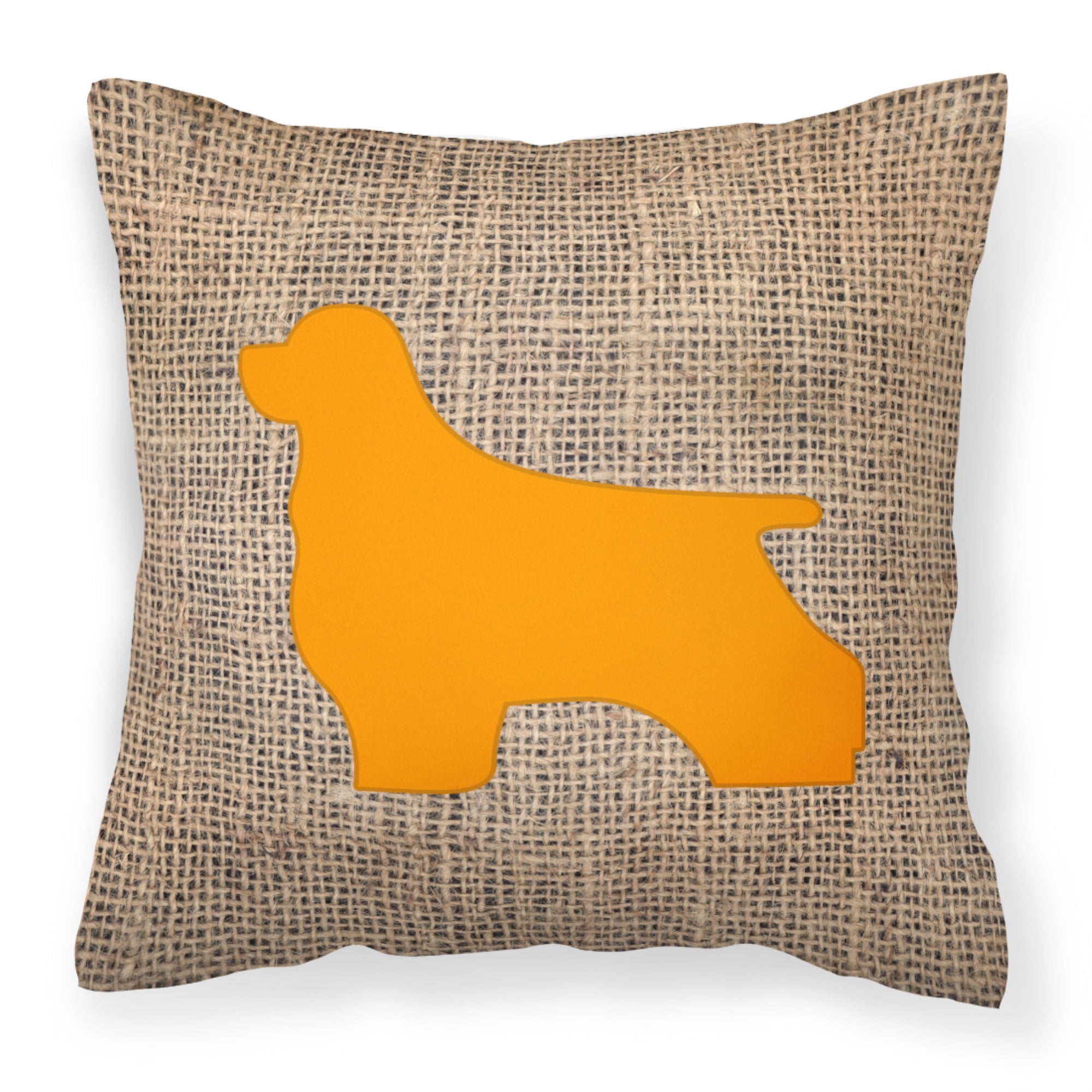 Cocker Spaniel Burlap And Orange Bb1075 Fabric Decorative Pillow