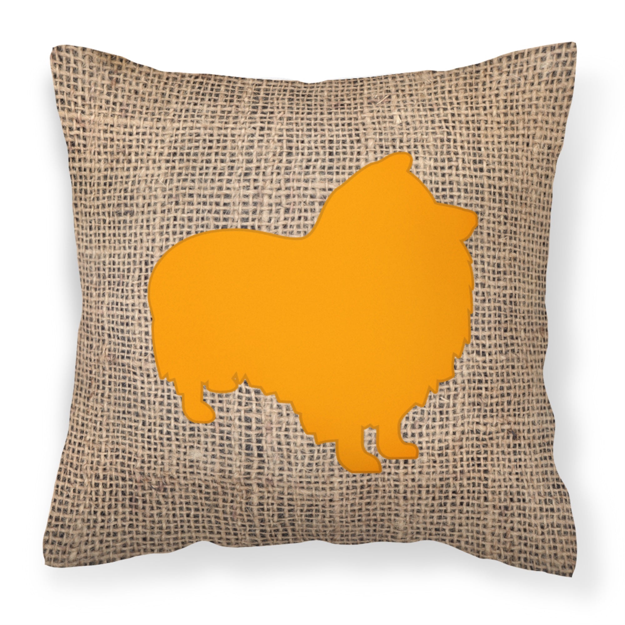 Sheltie Burlap And Orange Bb1080 Fabric Decorative Pillow