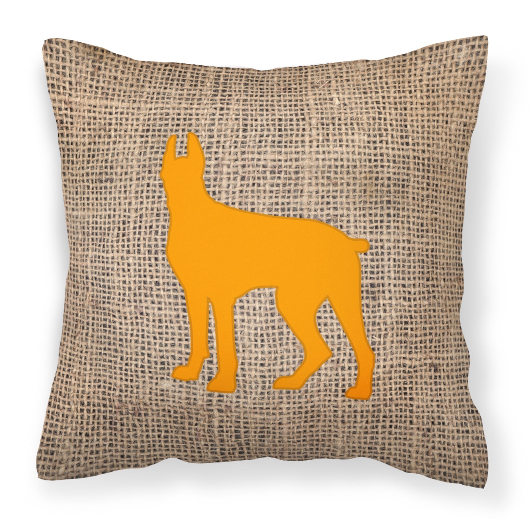 Great Dane Burlap And Orange Bb1081 Fabric Decorative Pillow
