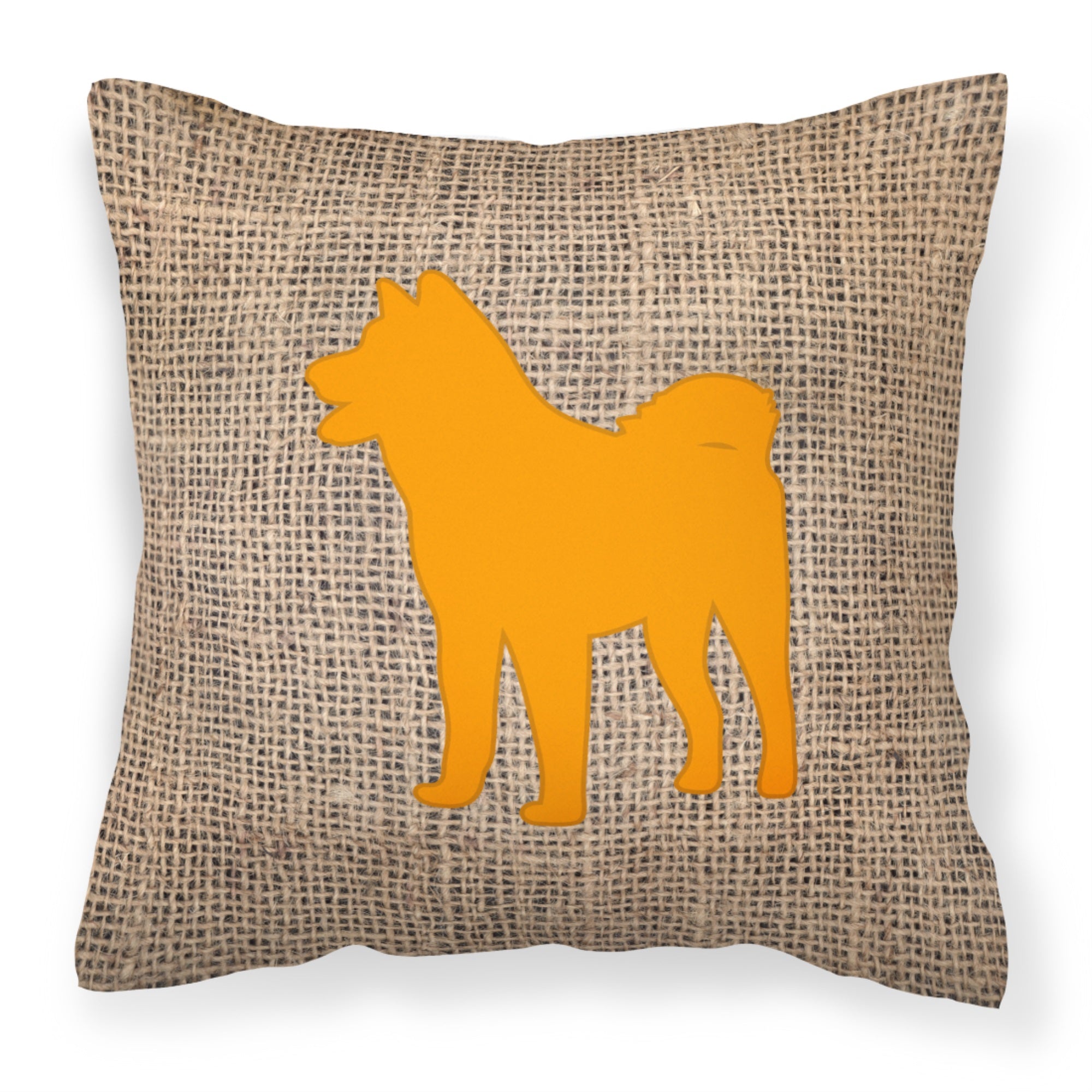 Akita Burlap And Orange Bb1082 Fabric Decorative Pillow