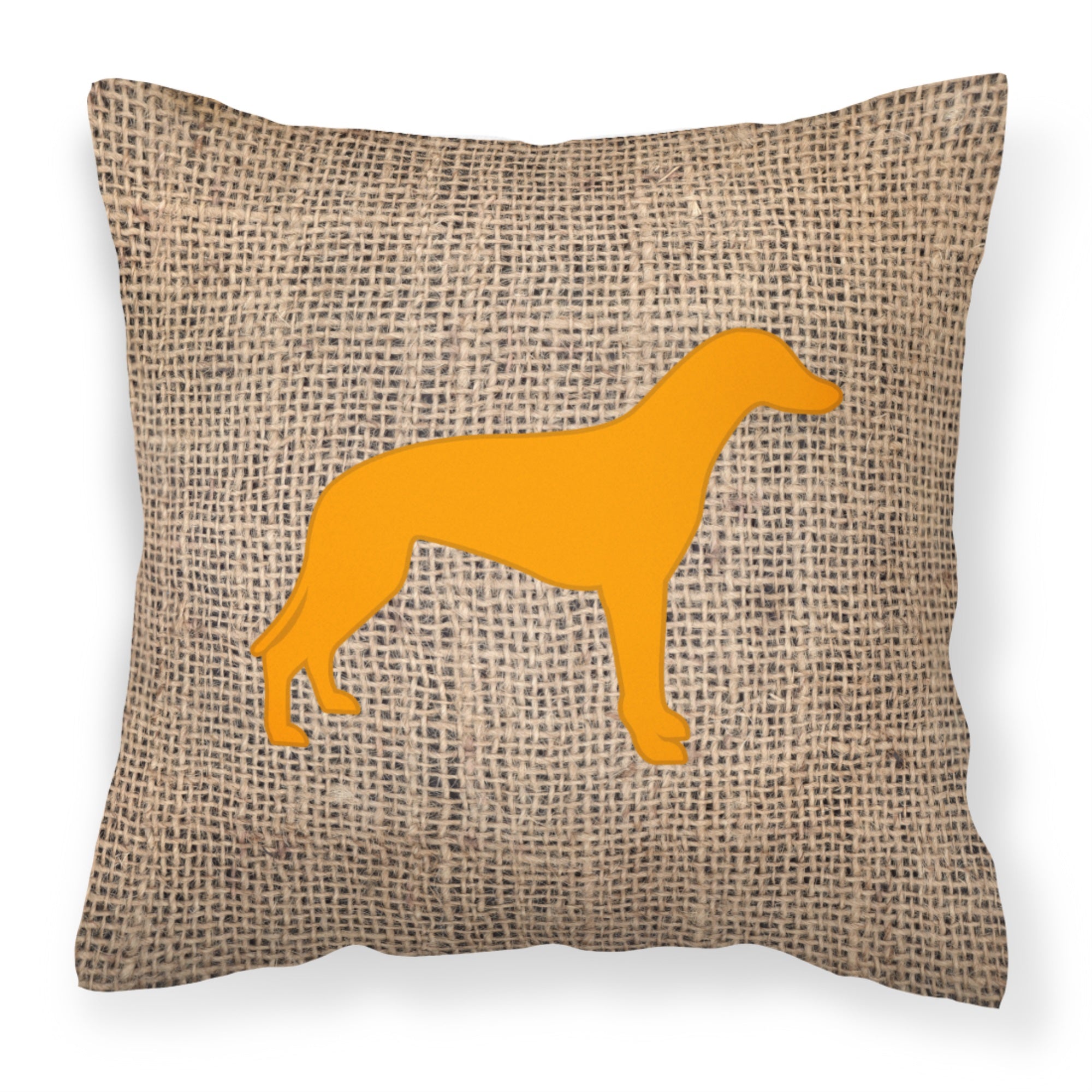 Greyhound Burlap And Orange Bb1086 Fabric Decorative Pillow