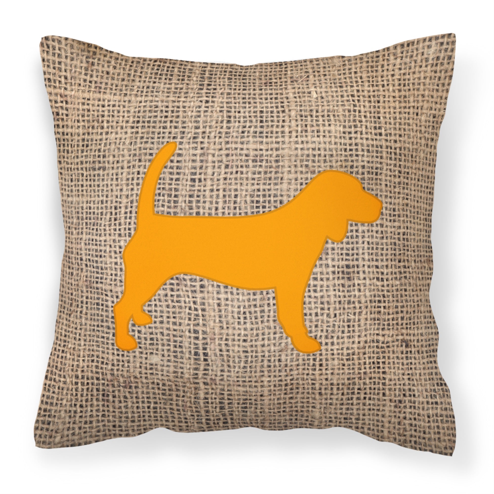 Beagle Burlap And Orange Bb1087 Fabric Decorative Pillow