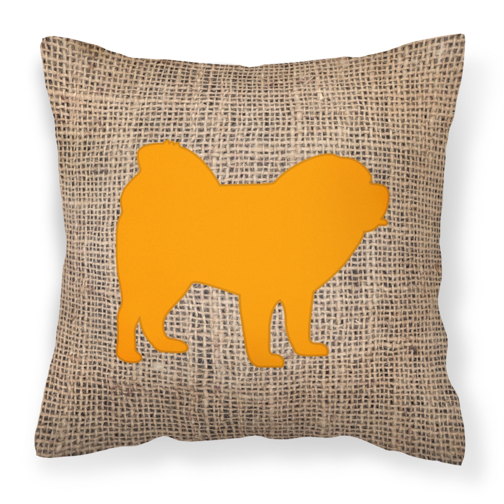 Chow Chow Burlap And Orange Bb1106 Fabric Decorative Pillow
