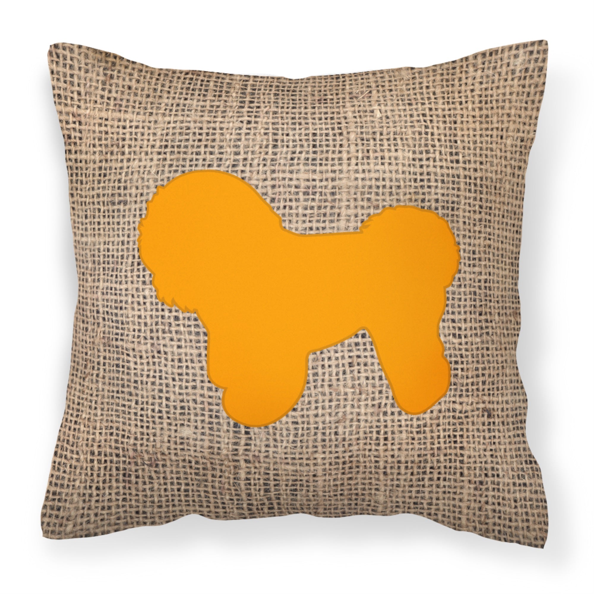 Bichon Frise Burlap And Orange Bb1107 Fabric Decorative Pillow