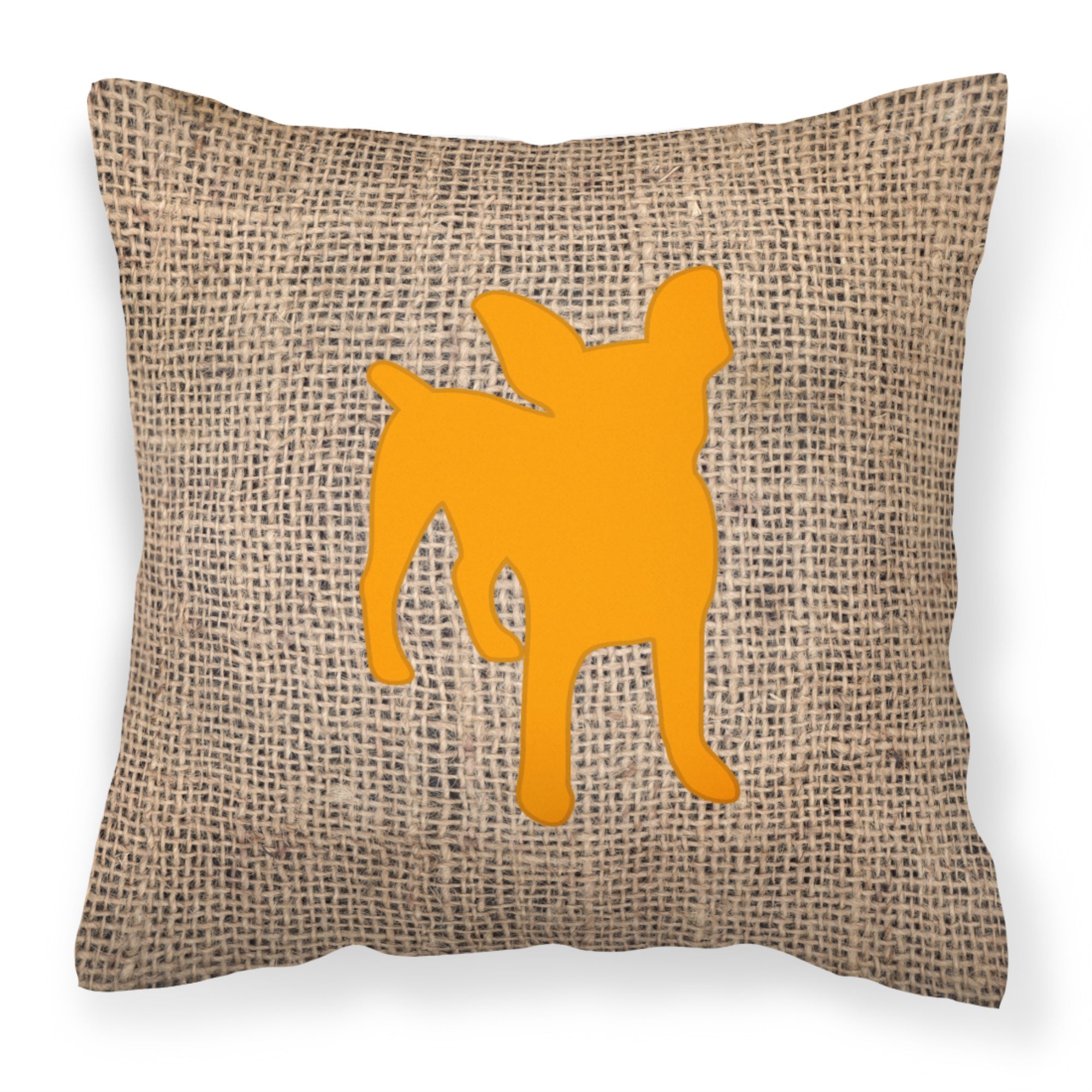 Chihuahua Burlap And Orange Bb1108 Fabric Decorative Pillow