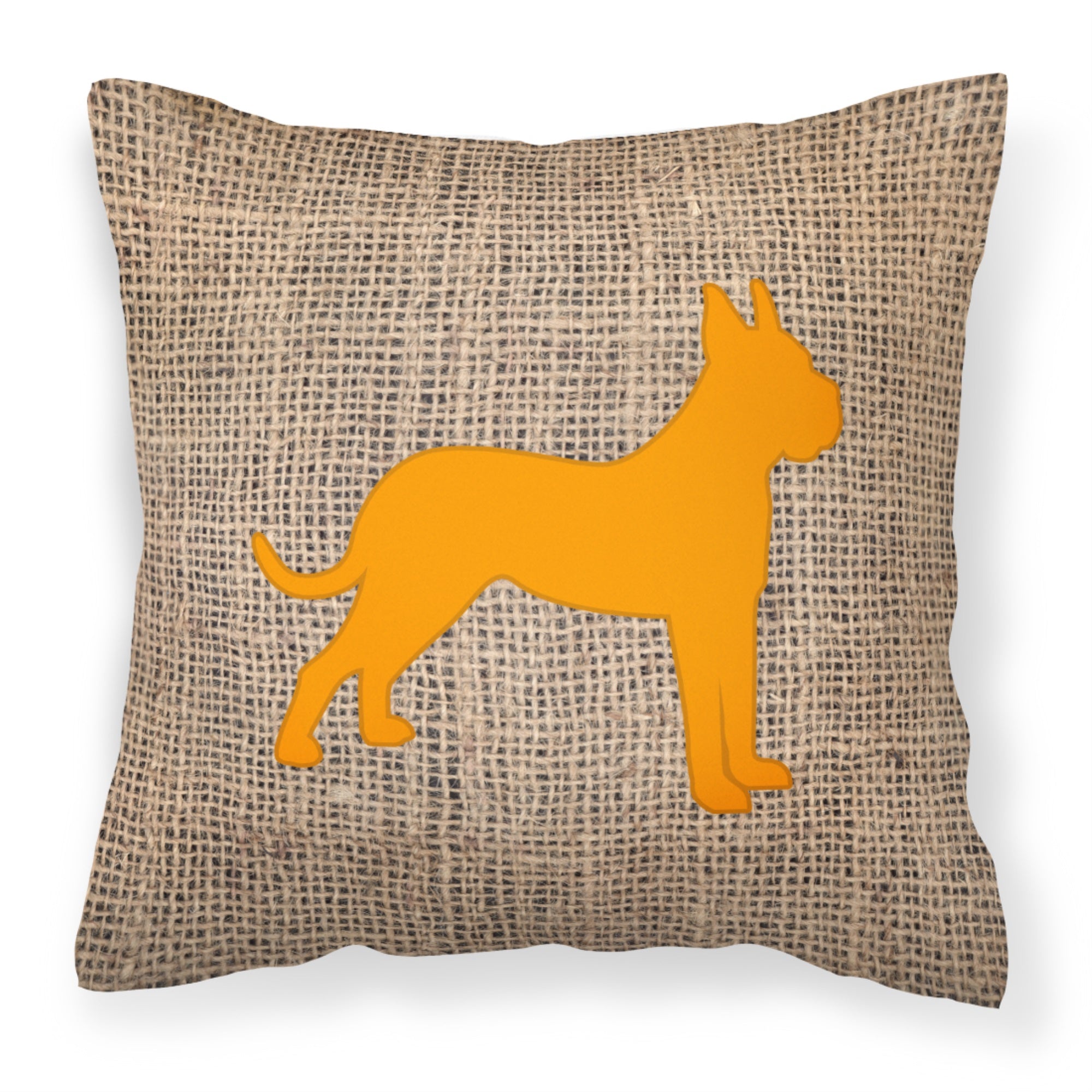 Boxer Burlap And Orange Bb1109 Fabric Decorative Pillow