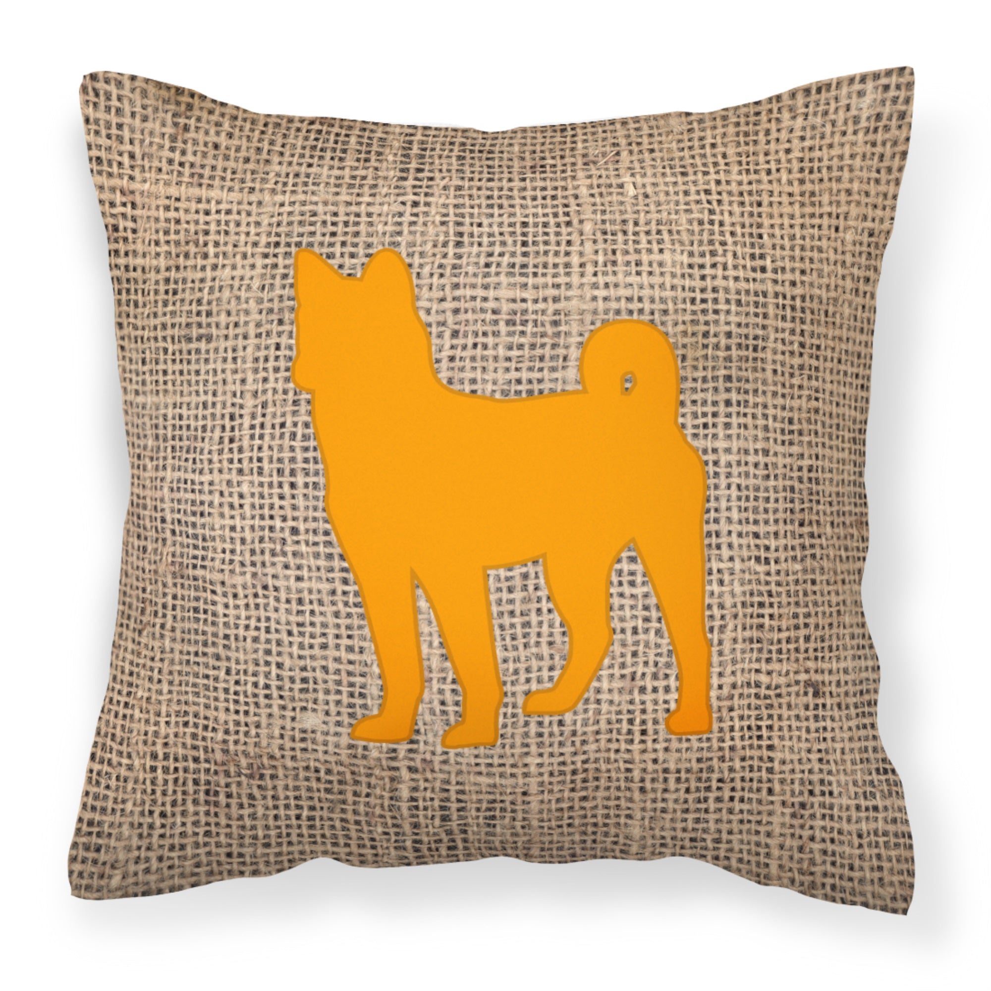 Basenji Burlap And Orange Bb1110 Fabric Decorative Pillow