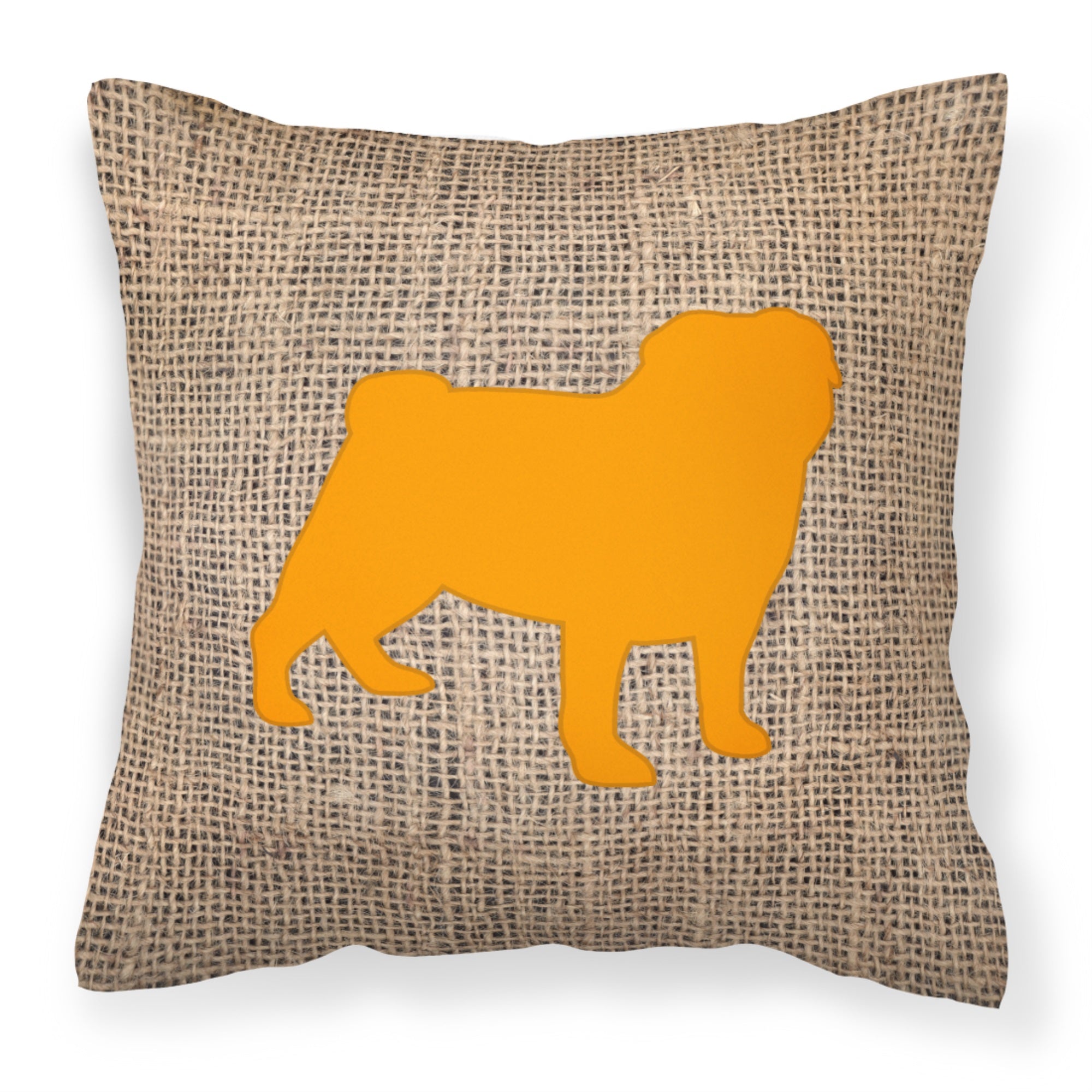 Pug Burlap And Orange Bb1112 Fabric Decorative Pillow