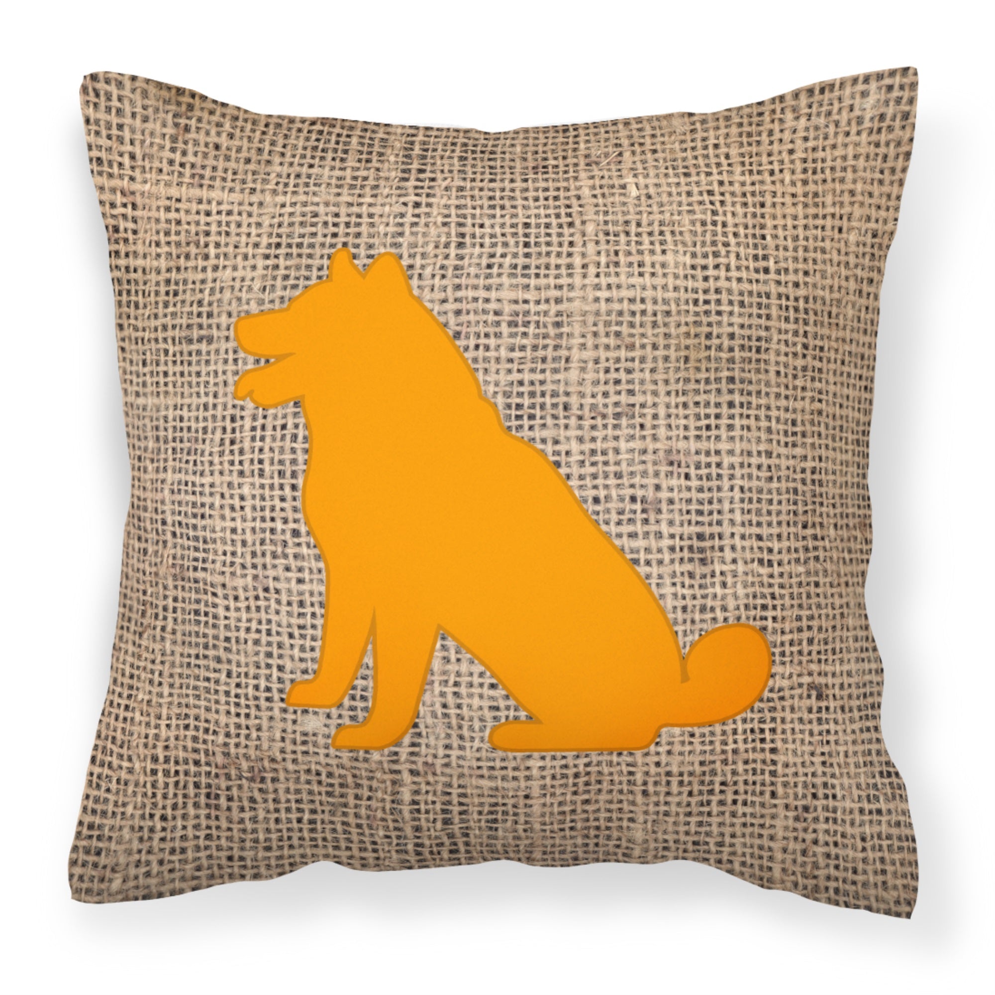 Shiba Inu Burlap And Orange Bb1113 Fabric Decorative Pillow