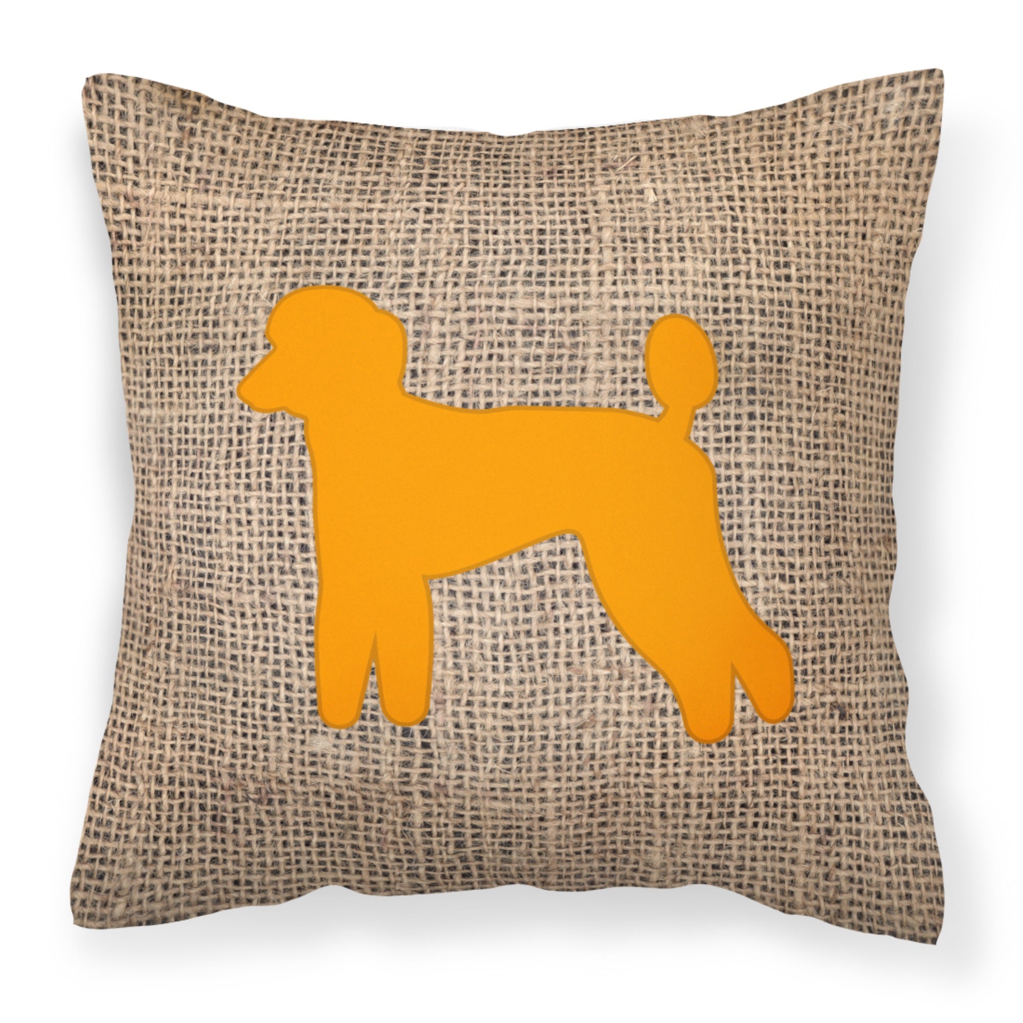 Poodle Burlap And Orange Bb1114 Fabric Decorative Pillow