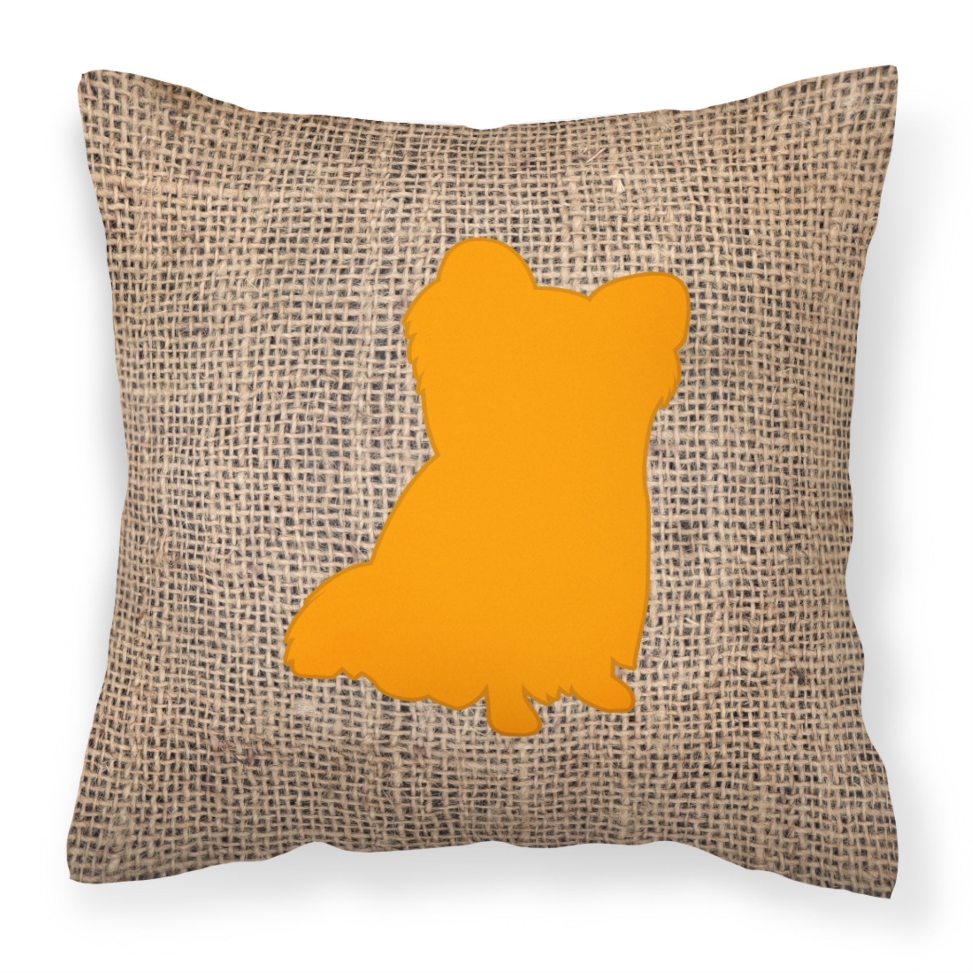 Chihuahua Burlap And Orange Bb1115 Fabric Decorative Pillow