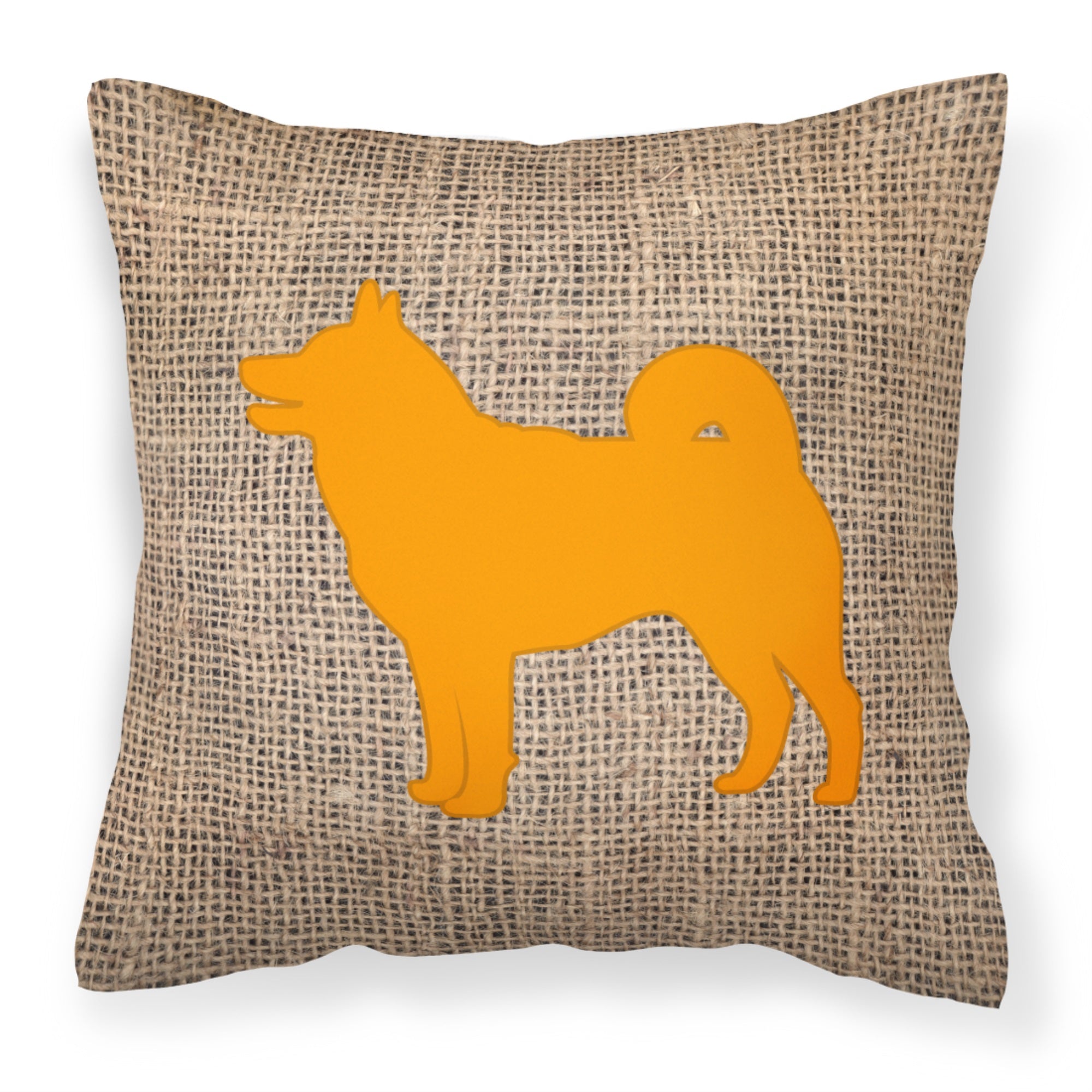 Shiba Inu Burlap And Orange Bb1067 Fabric Decorative Pillow