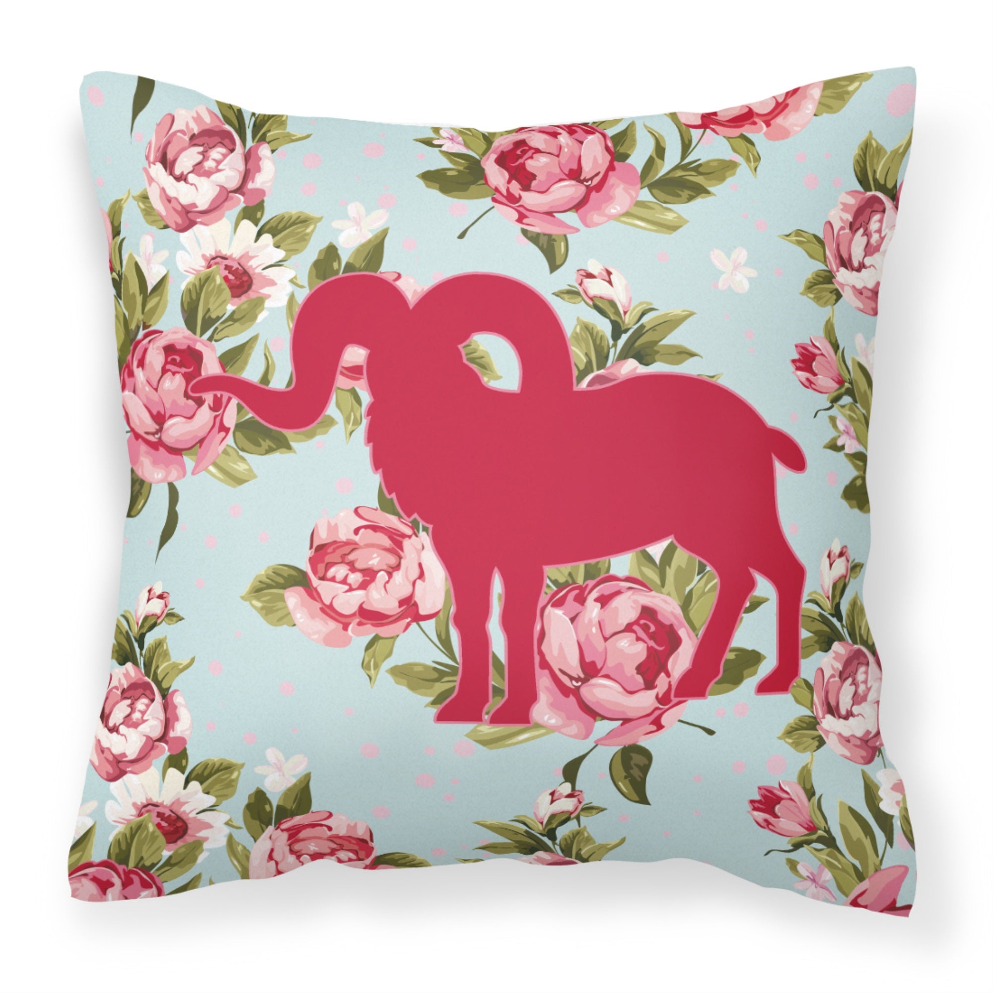 Sheep Shabby Chic Blue Roses Bb1007 Fabric Decorative Pillow