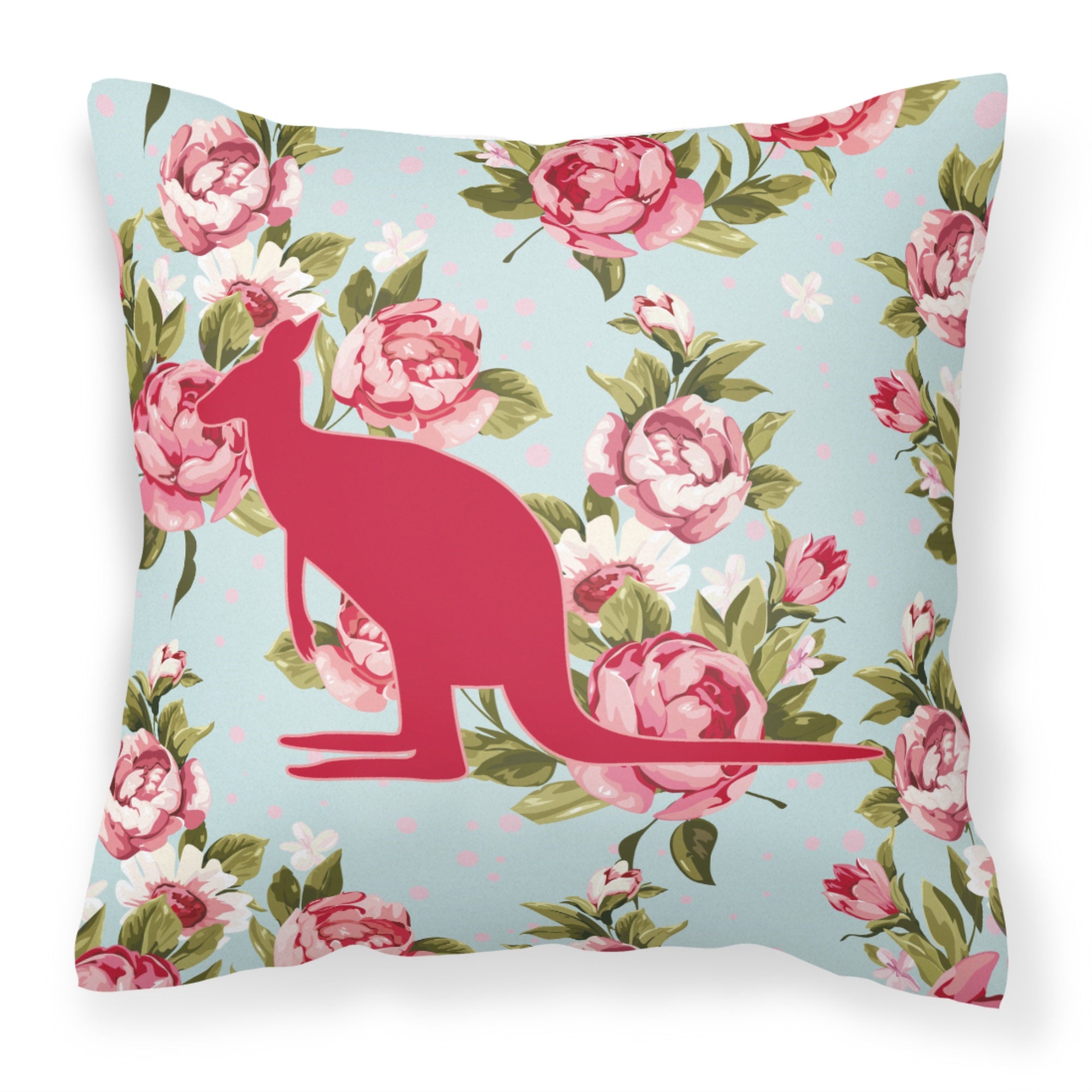 Kangaroo Shabby Chic Blue Roses Bb1008 Fabric Decorative Pillow