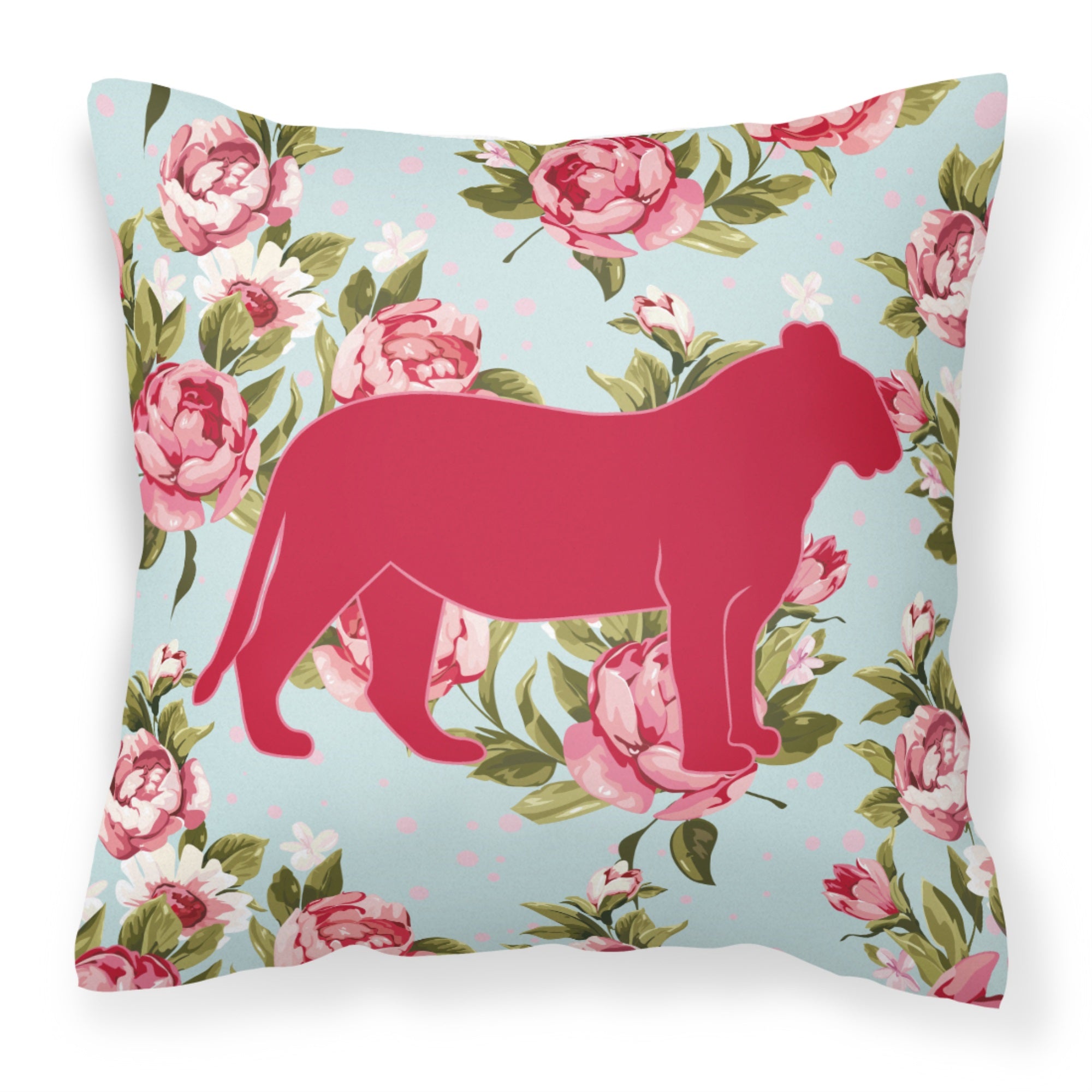 Tiger Shabby Chic Blue Roses Bb1010 Fabric Decorative Pillow