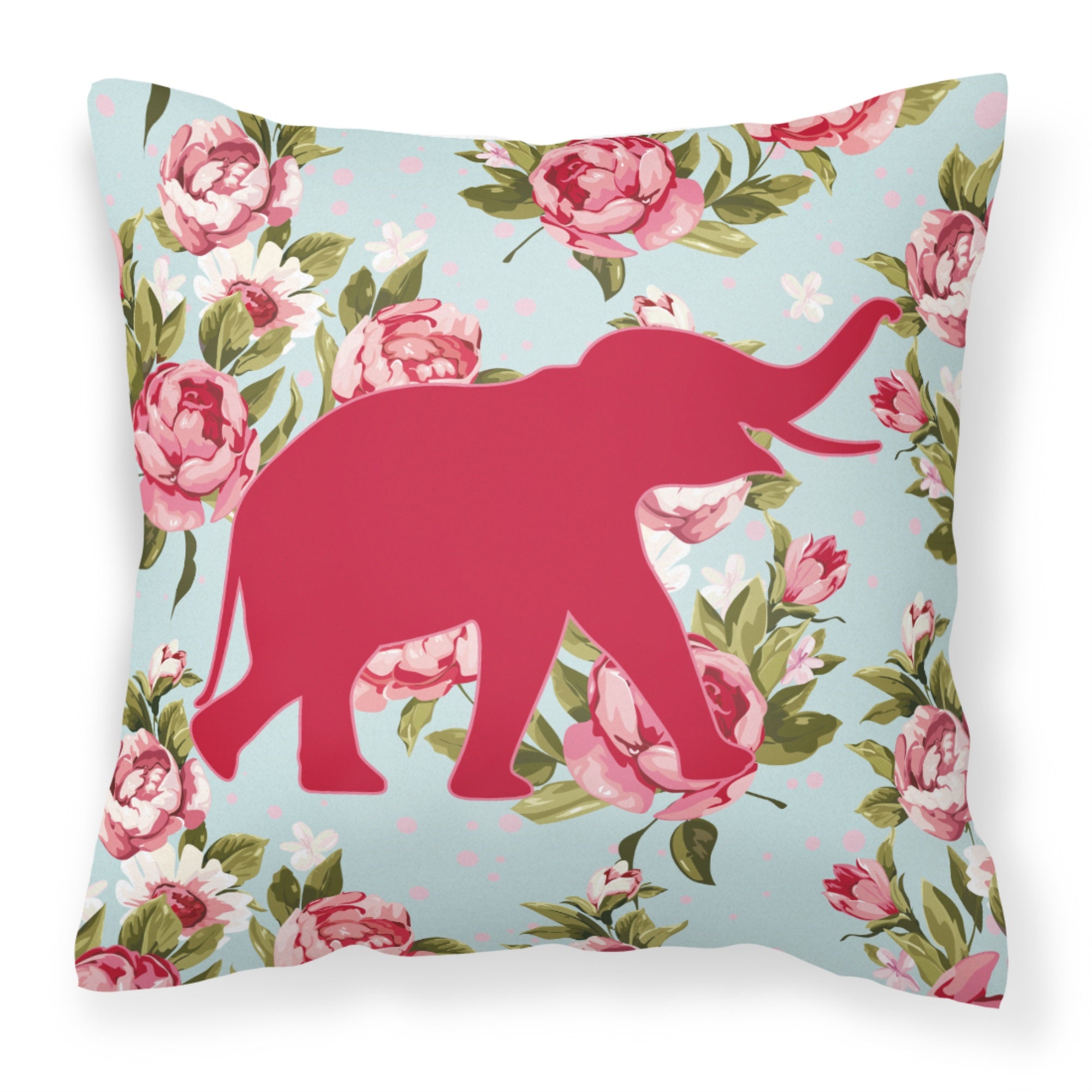 Elephant Shabby Chic Blue Roses Bb1011 Fabric Decorative Pillow