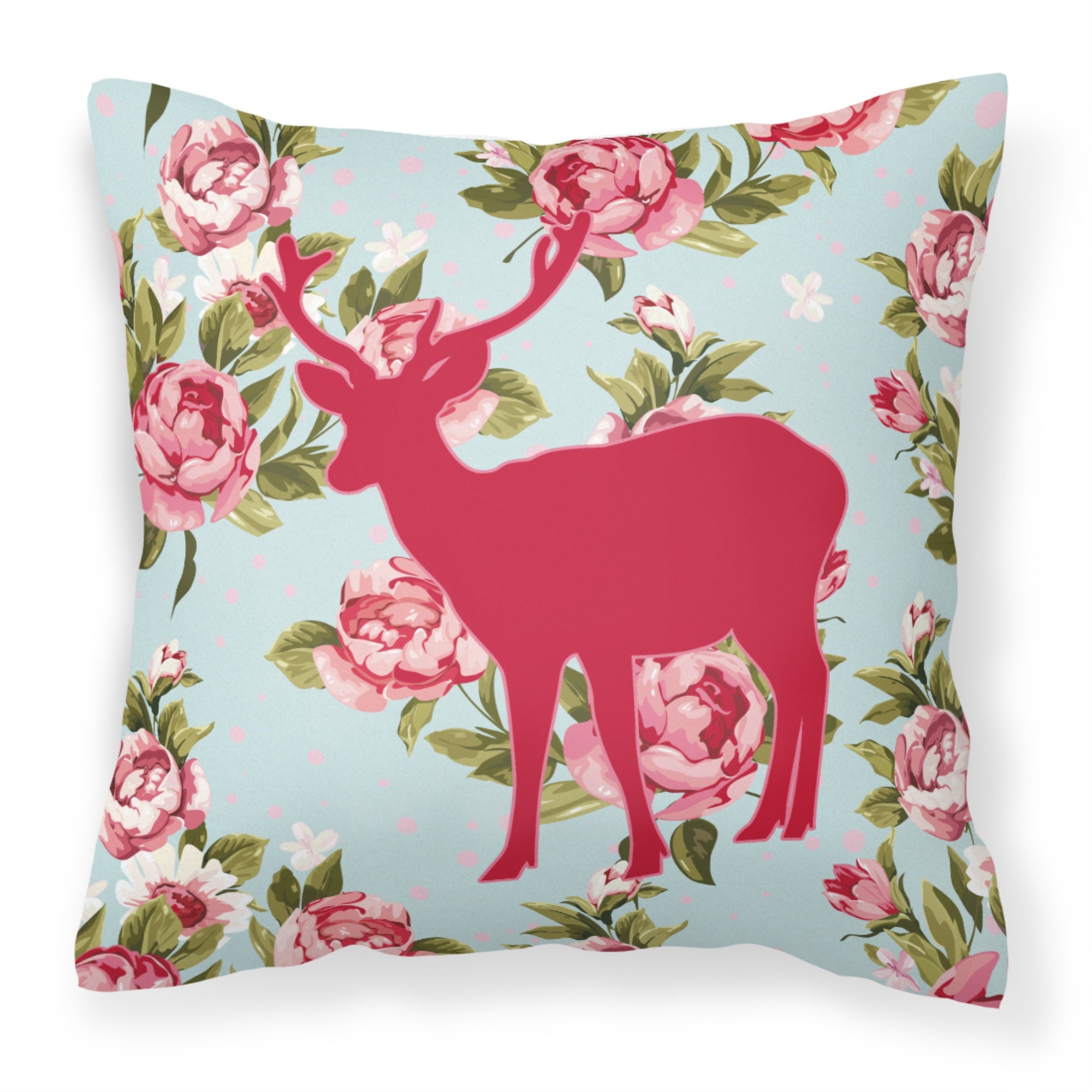 Deer Shabby Chic Blue Roses Bb1012 Fabric Decorative Pillow
