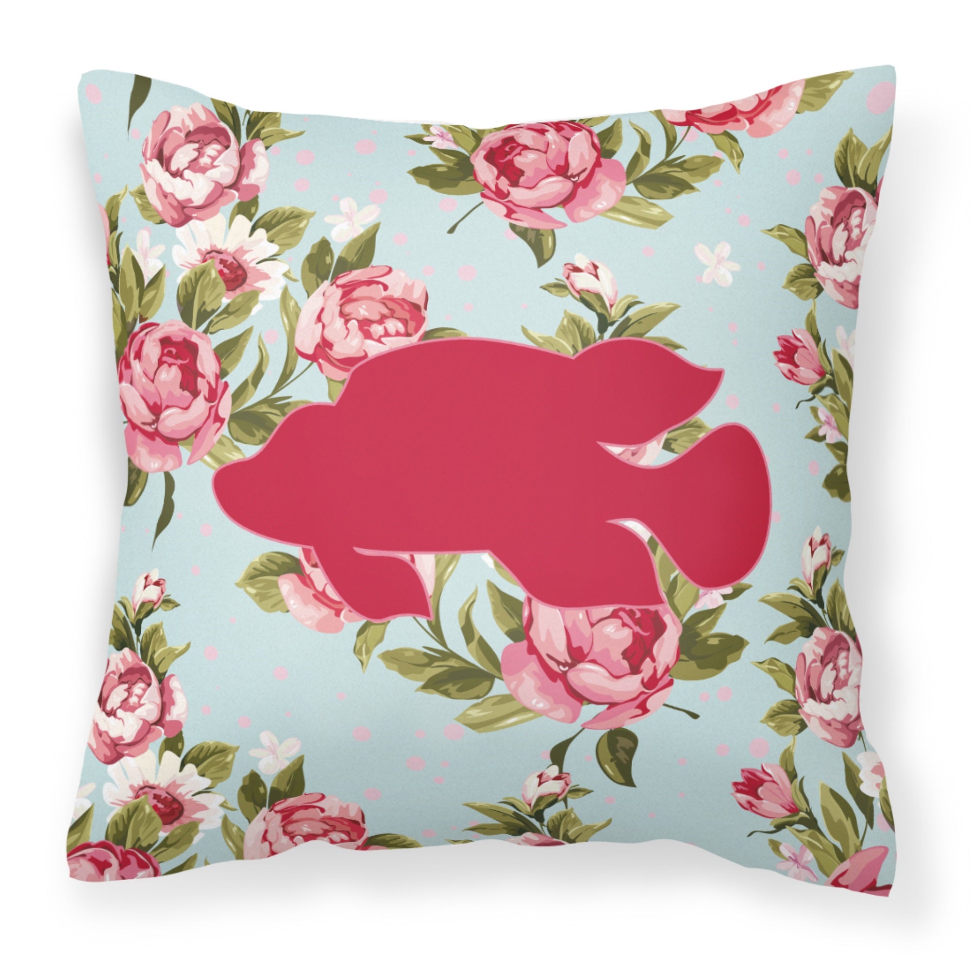 Fish - Tropical Fish Shabby Chic Blue Roses Bb1013 Fabric Decorative Pillow