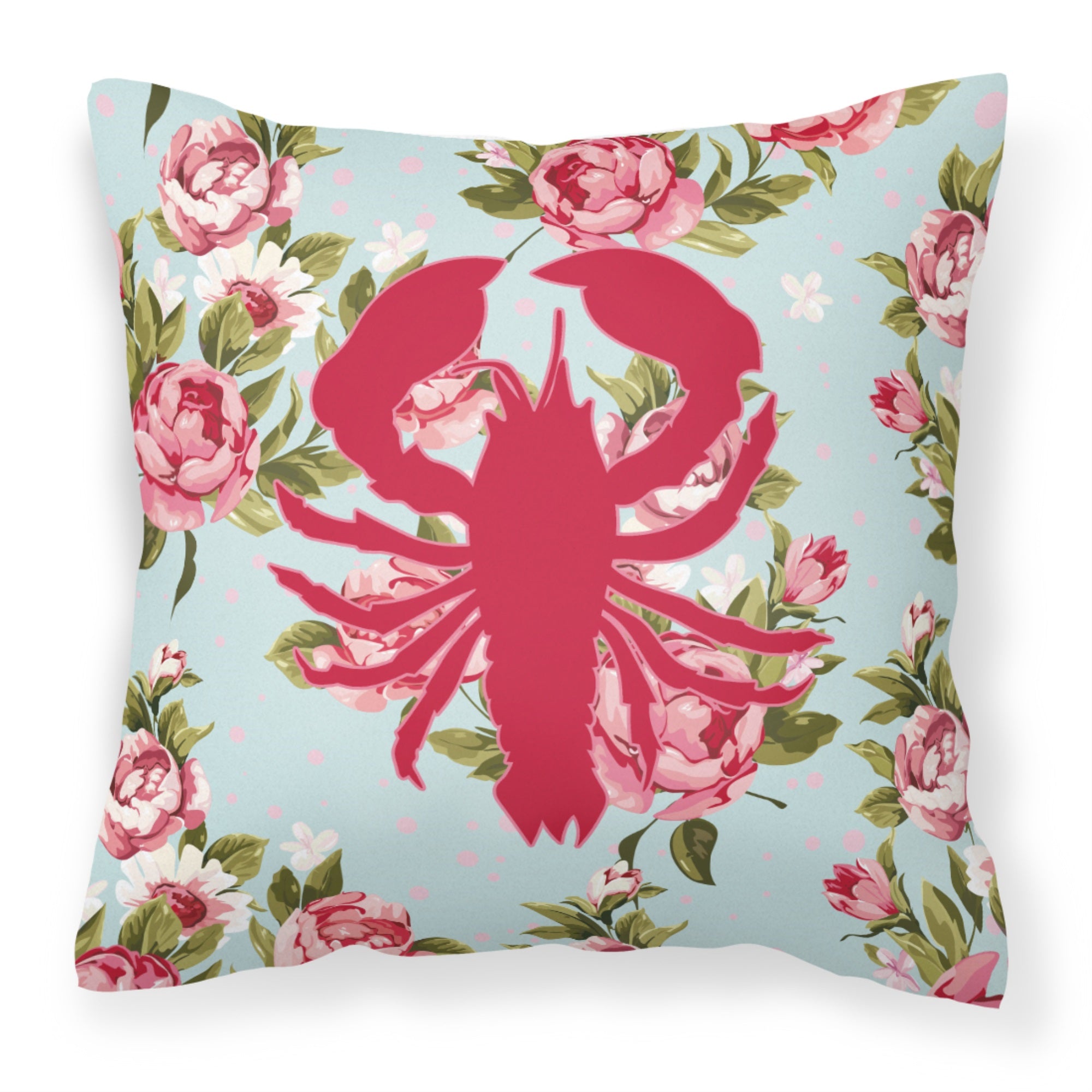 Lobster Shabby Chic Blue Roses Bb1015 Fabric Decorative Pillow