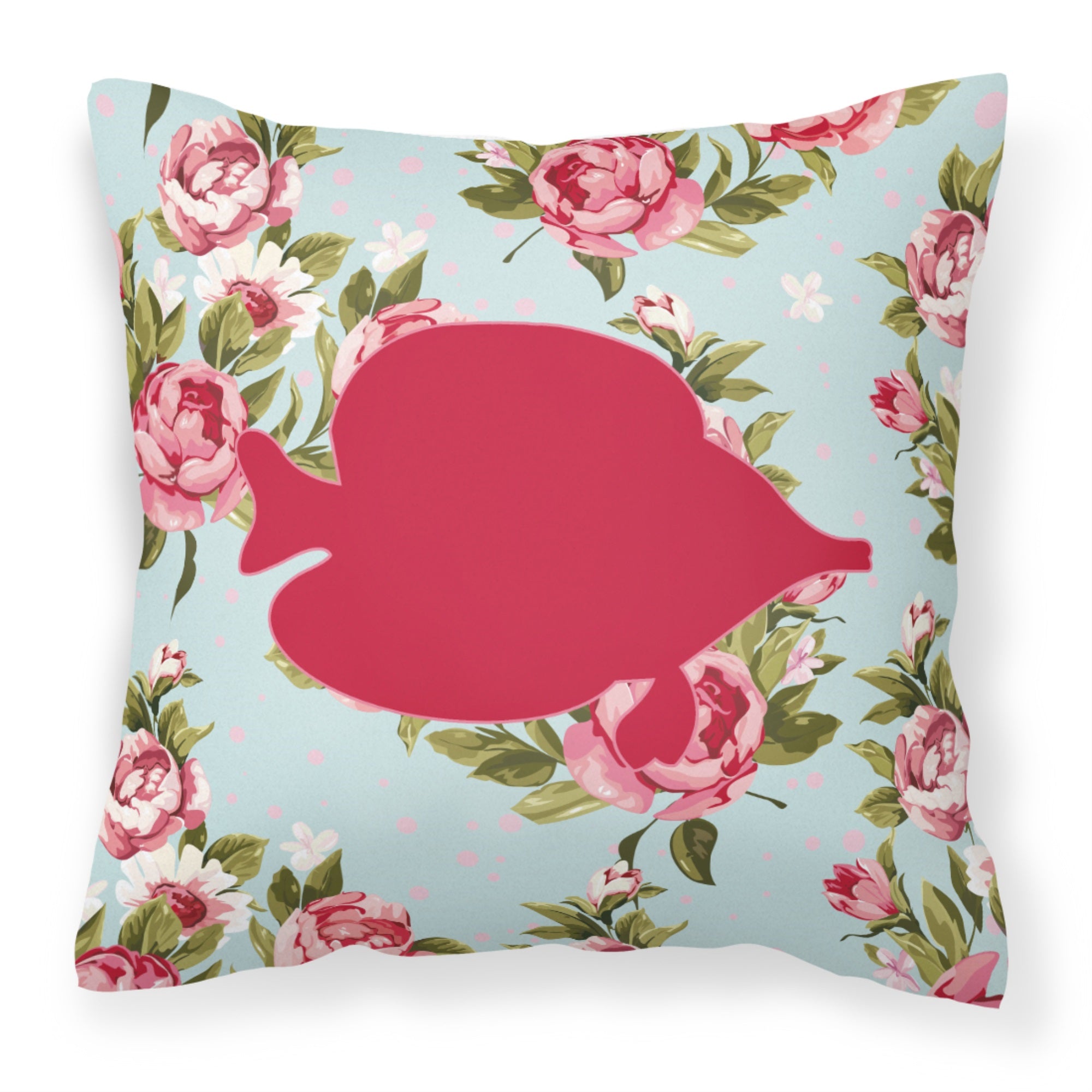 Fish - Tang Fish Shabby Chic Blue Roses Bb1023 Fabric Decorative Pillow