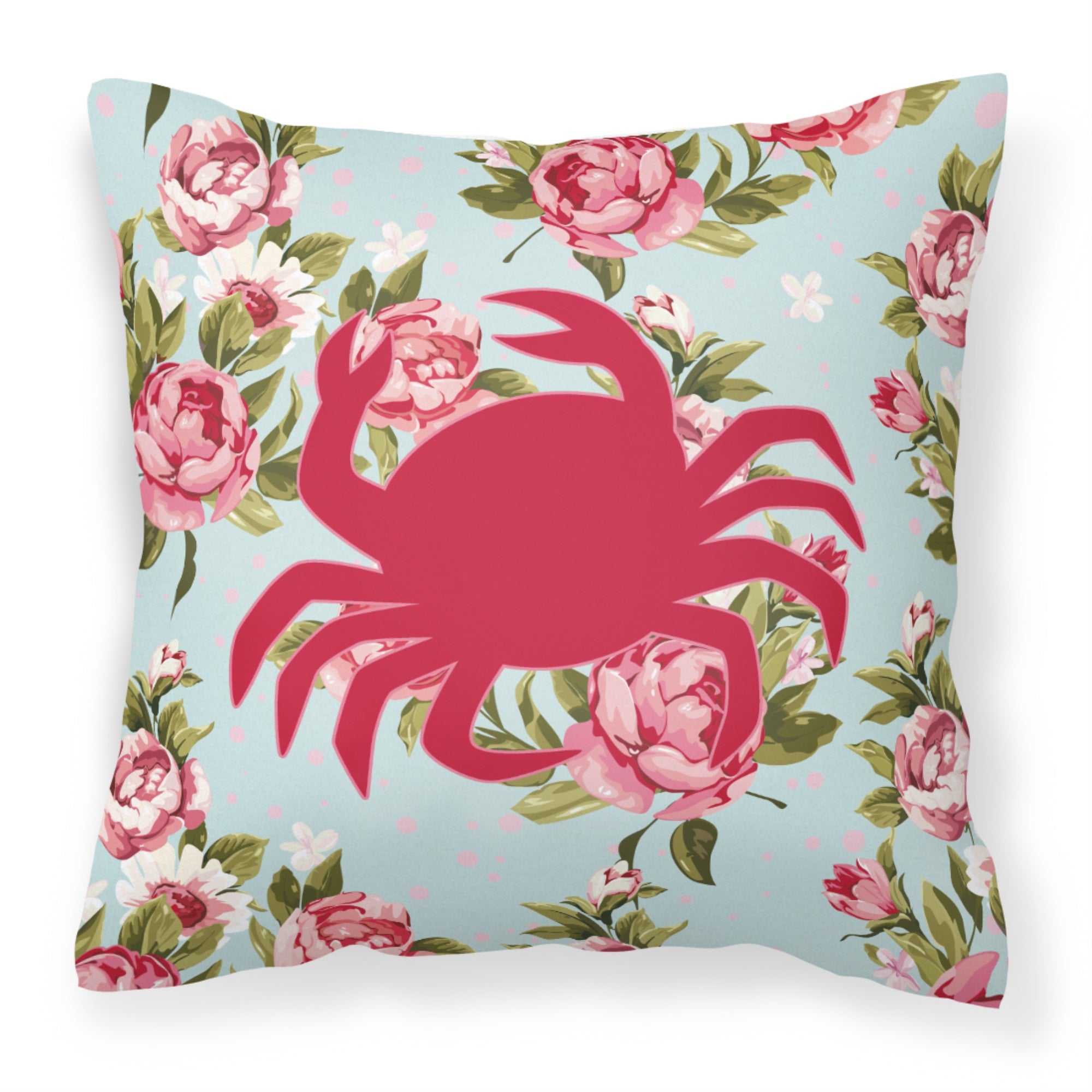 Crab Shabby Chic Blue Roses Bb1024 Fabric Decorative Pillow